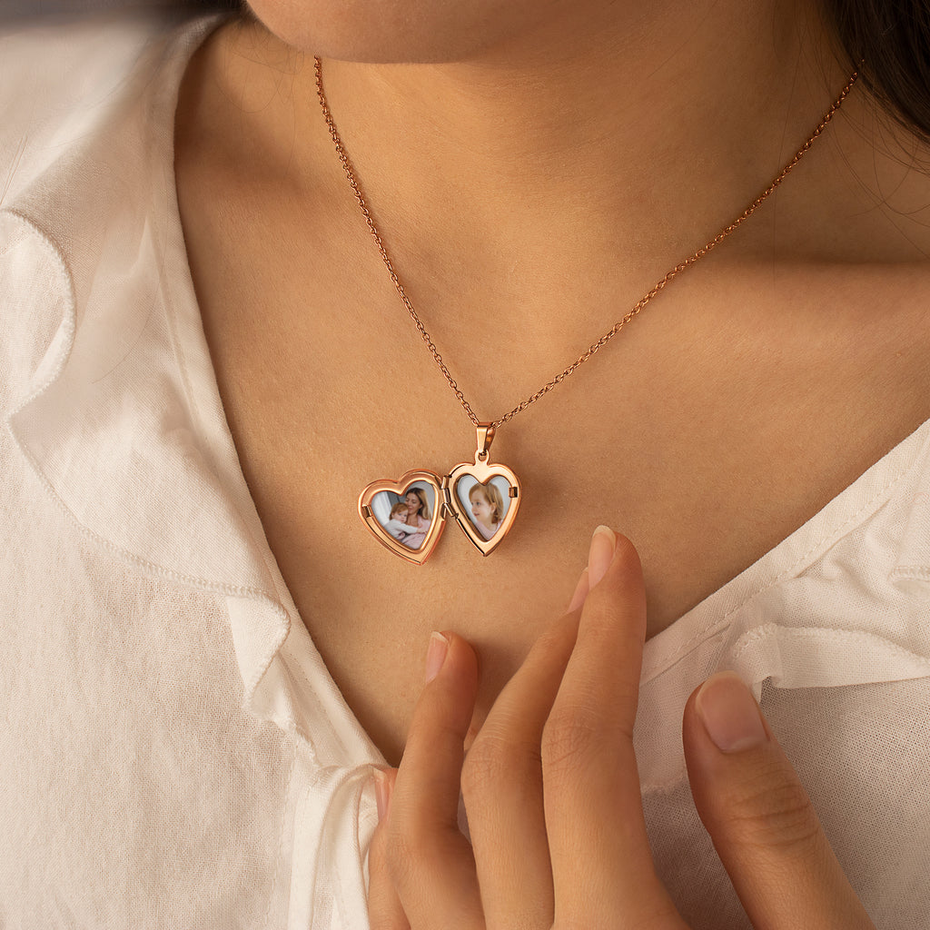 Birth Flower Heart Locket Necklace