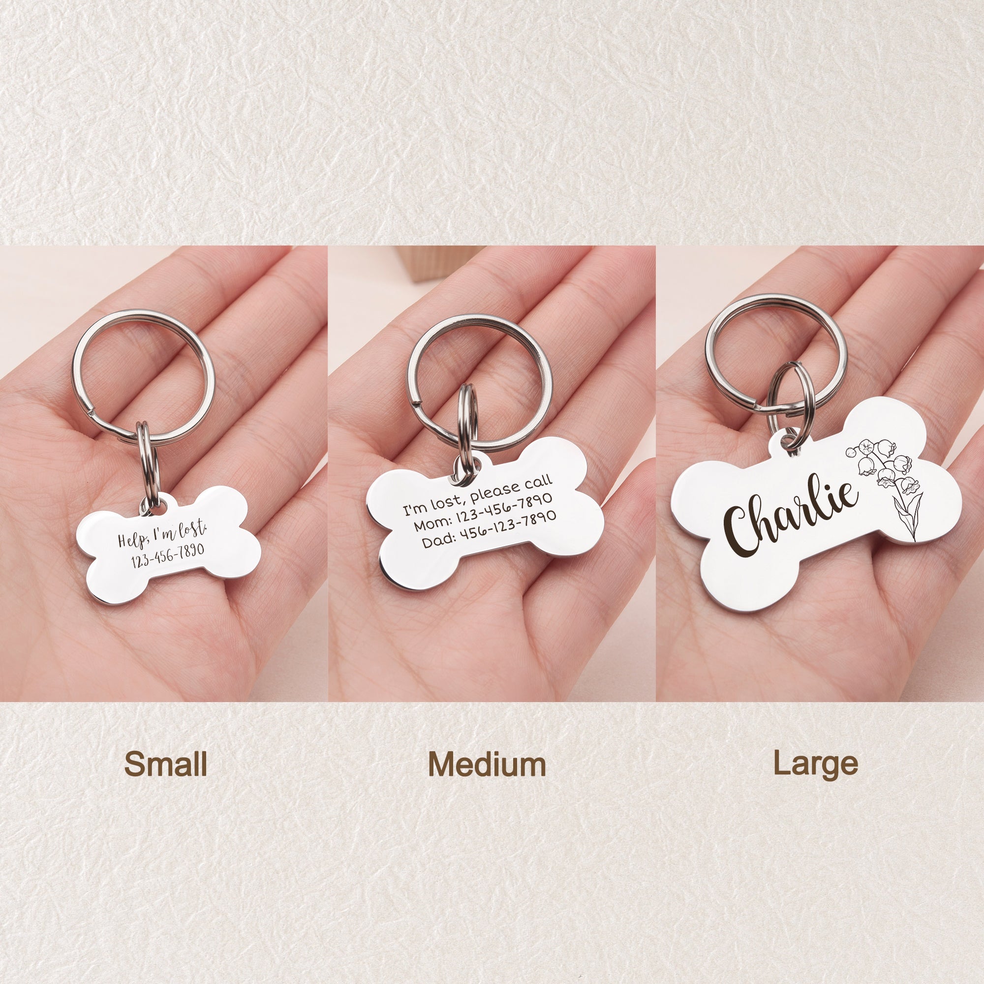 Birth Flower Dog Bone Pet Tag