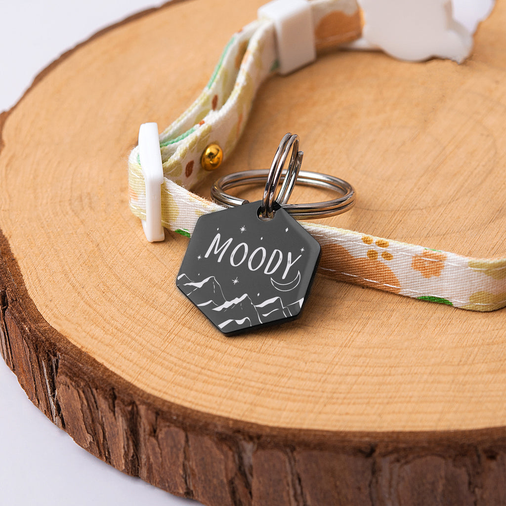 Hexagon Mountain Peak Pet ID Dog Tag