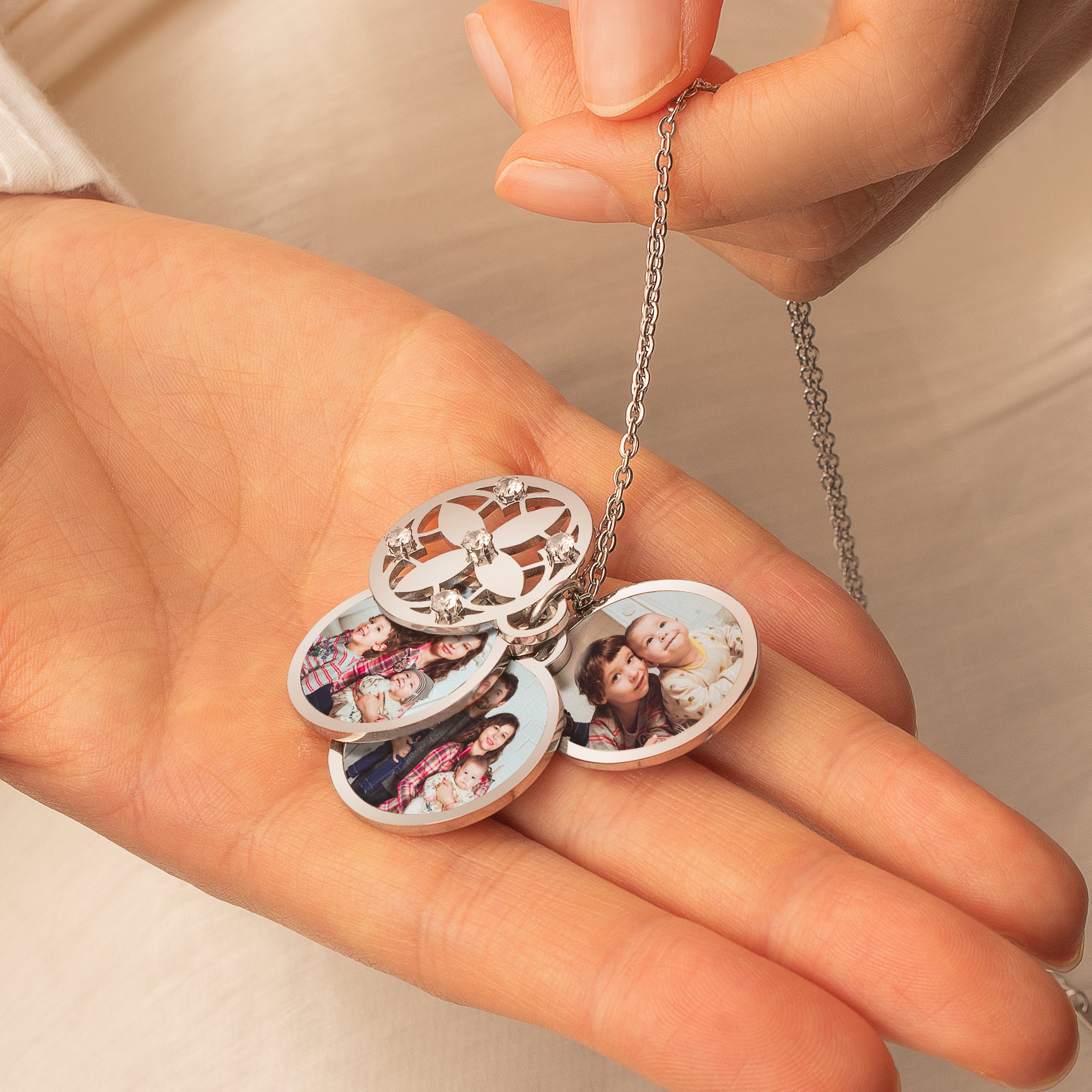 Four Leaf Photo Necklace