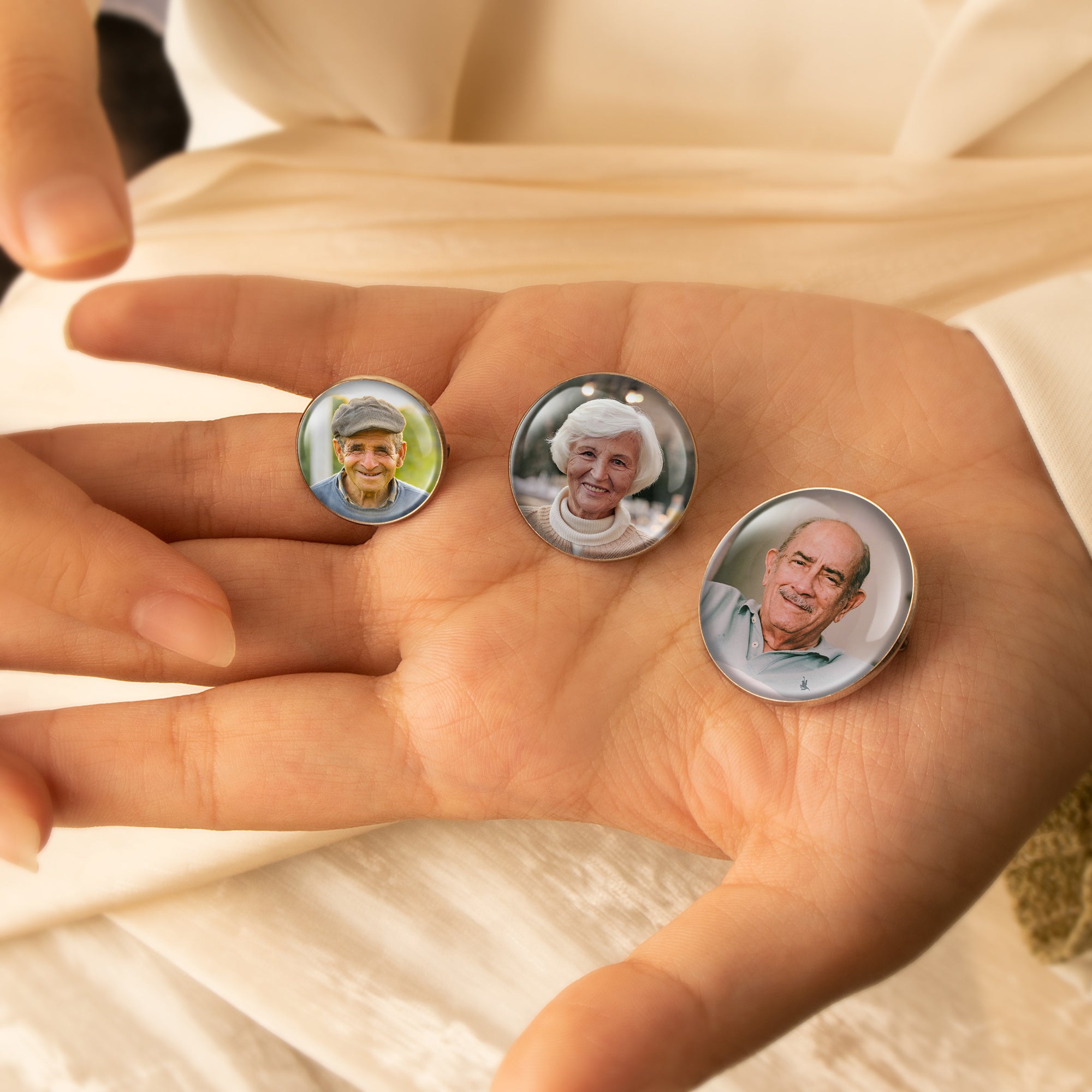 Personalized Round Wedding Photo Charm Pin