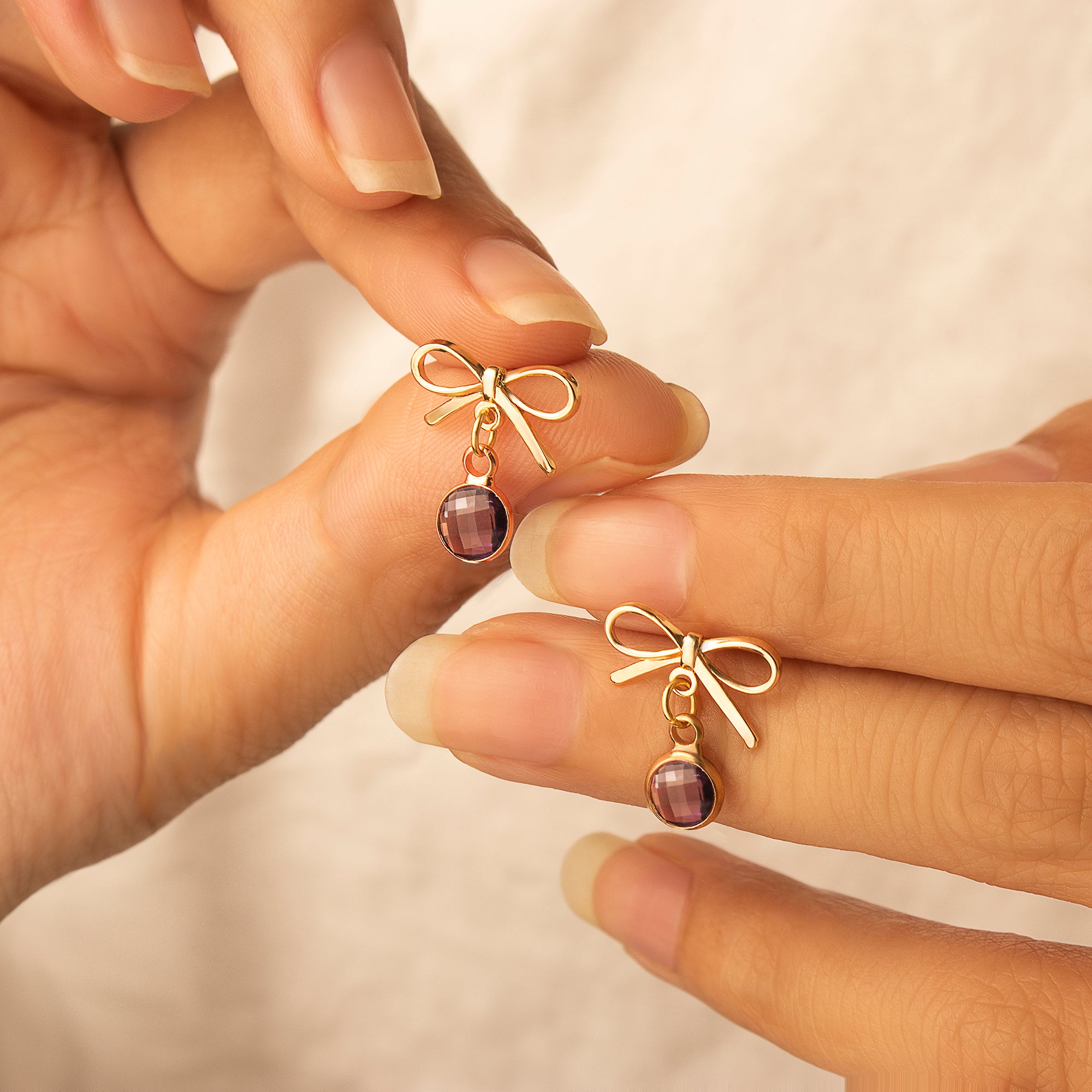 Birthstone Bow Earring