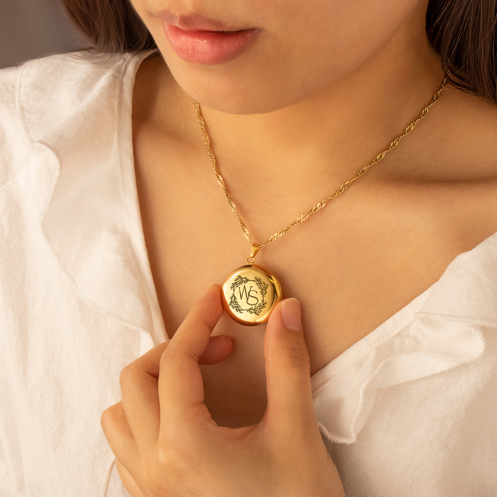 Round Logo Emblem Photo Locket Necklace