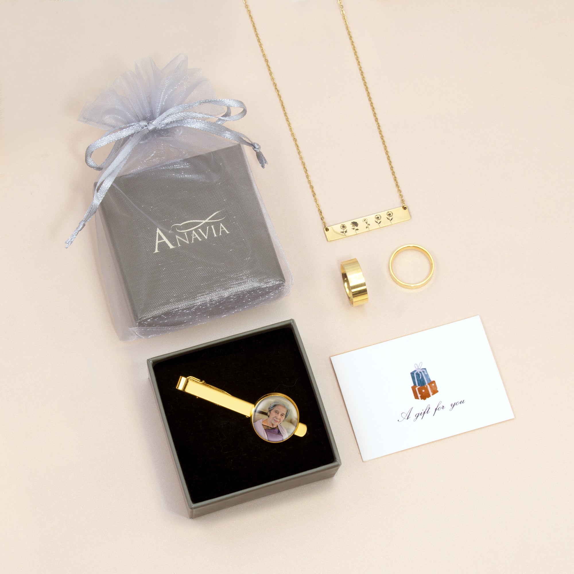 Round Wedding Tie Clip with Glass Dome Cab