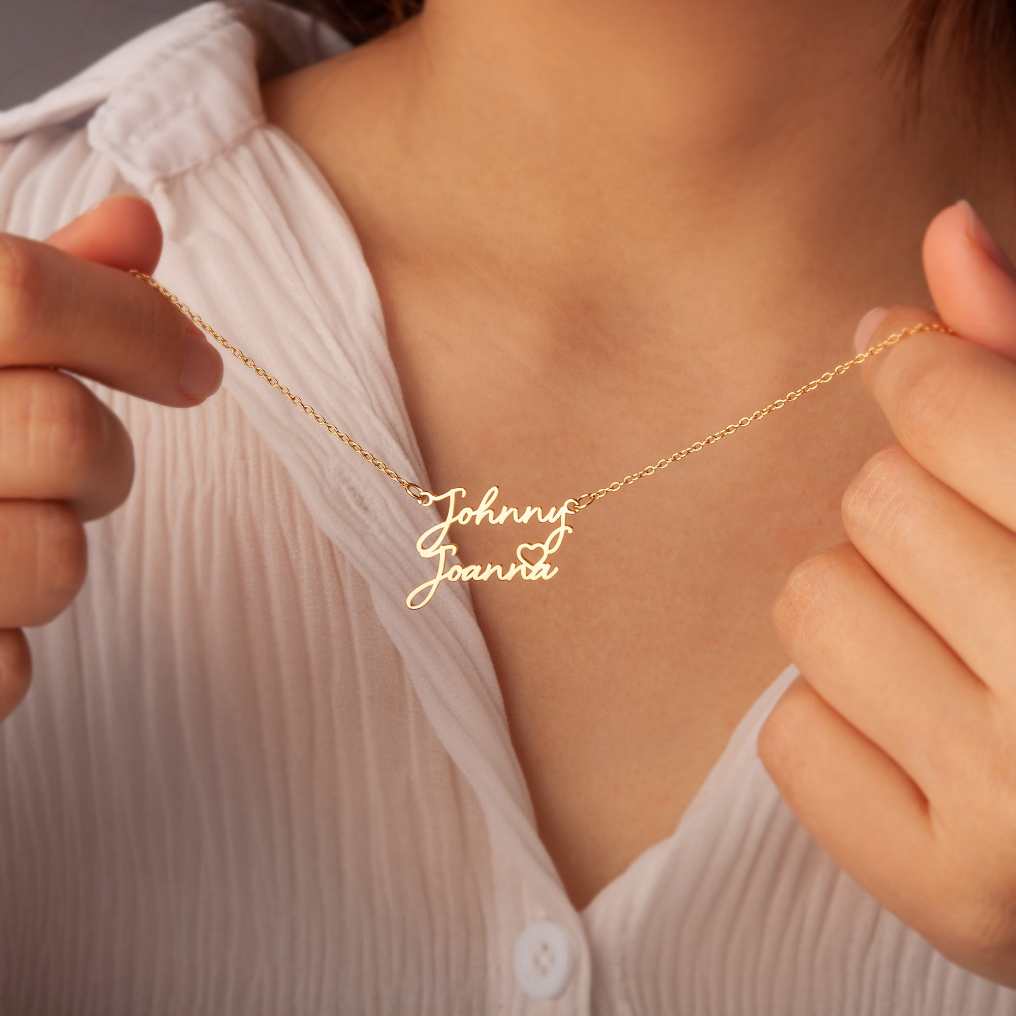 Couple's Name Necklace With Heart