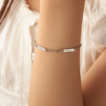 Custom Women's Paper Clip Stainless Steel Chain Bracelet