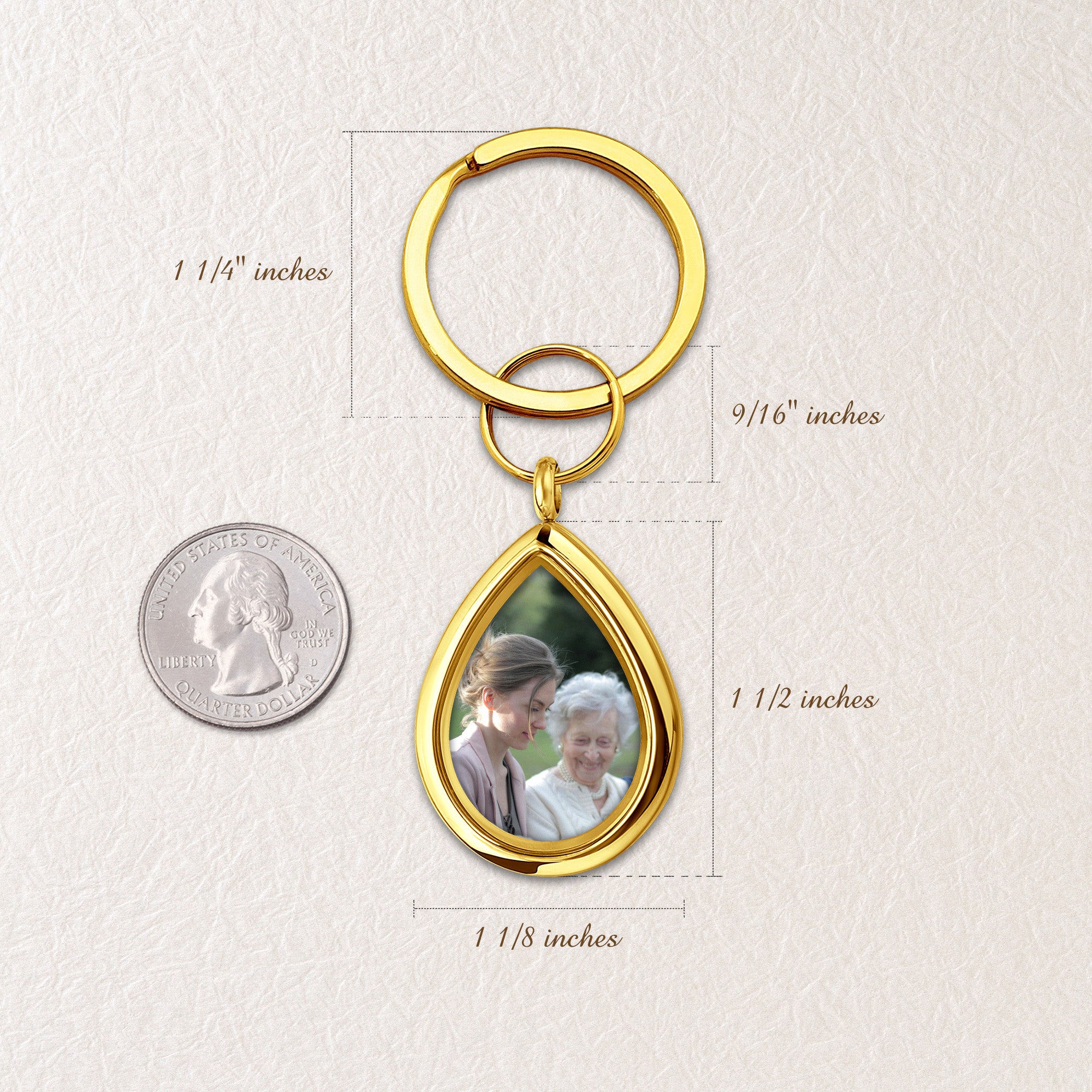 Glass Teardrop Photo Locket Memorial Keychain