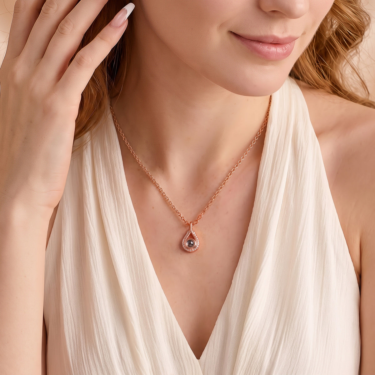 Teardrop Photo Projection Necklace