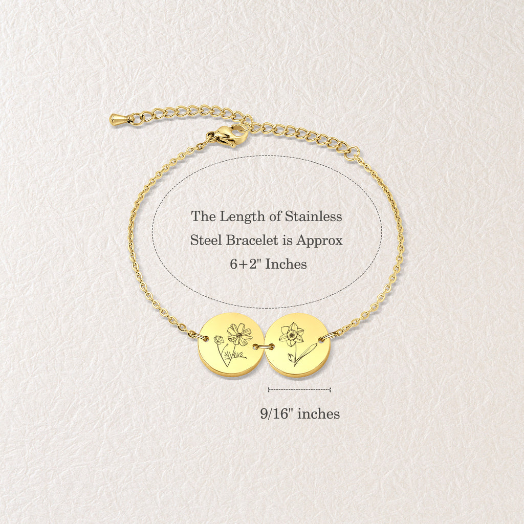 Personalized Flower Charm Bracelet