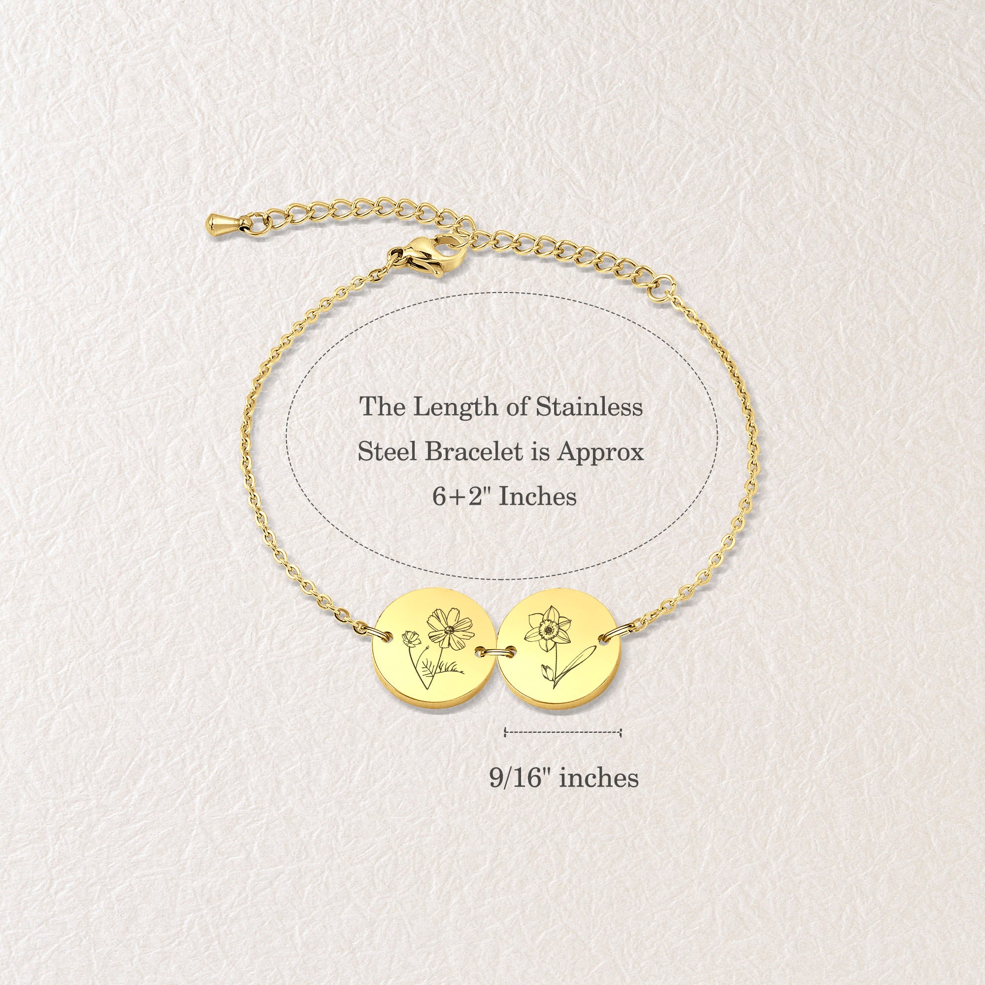 Personalized Flower Charm Bracelet