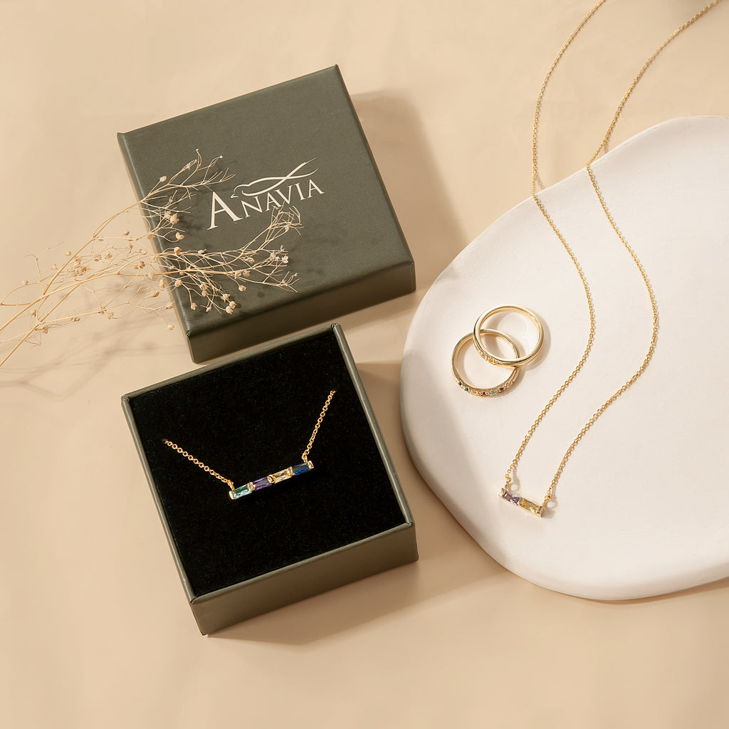 Birthstone Baguette Bar Necklace