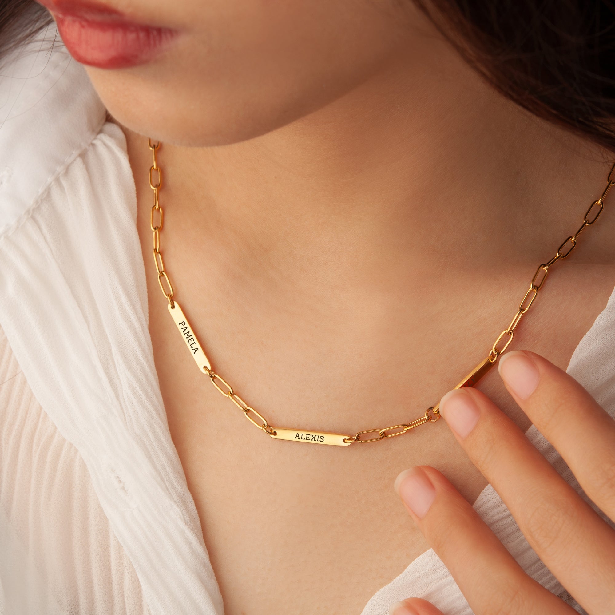 Custom Women's Paper Clip Stainless Steel Chain Necklace