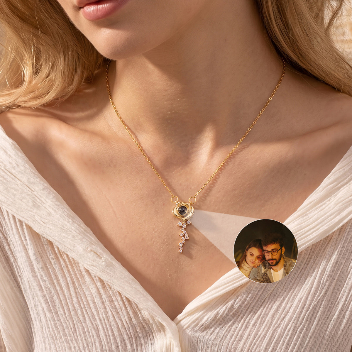 Rose Photo Projection Necklace