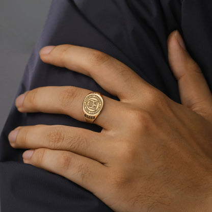 Custom College Emblem Signet Ring