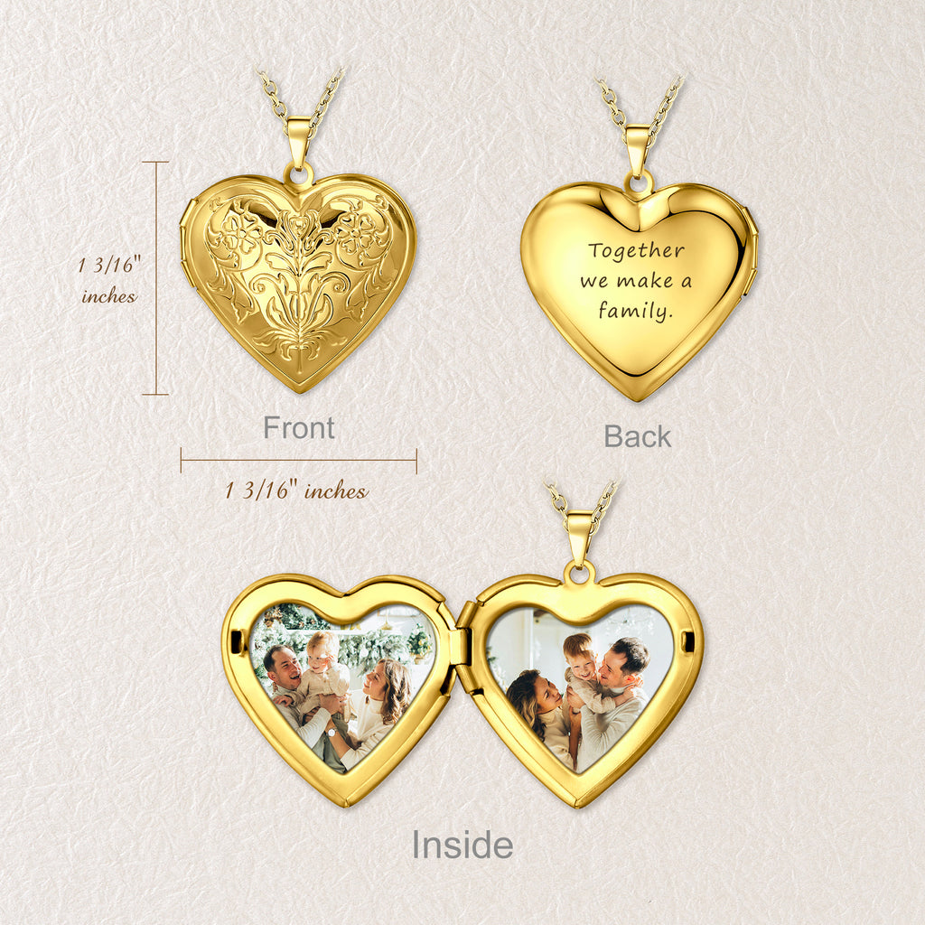Symmetrical Floral Photo Heart Locket