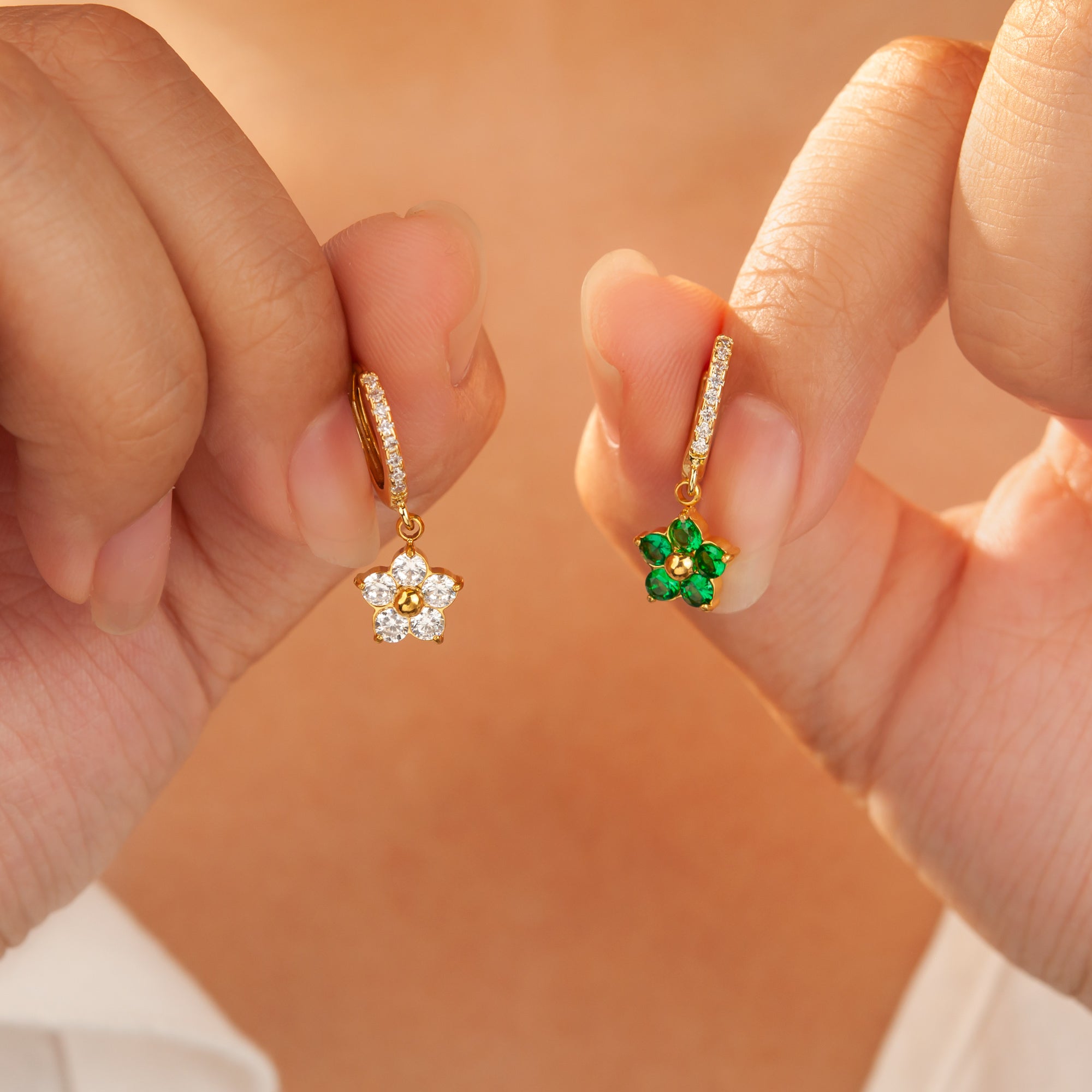 Plum Blossom Birthstone Hoop Earrings