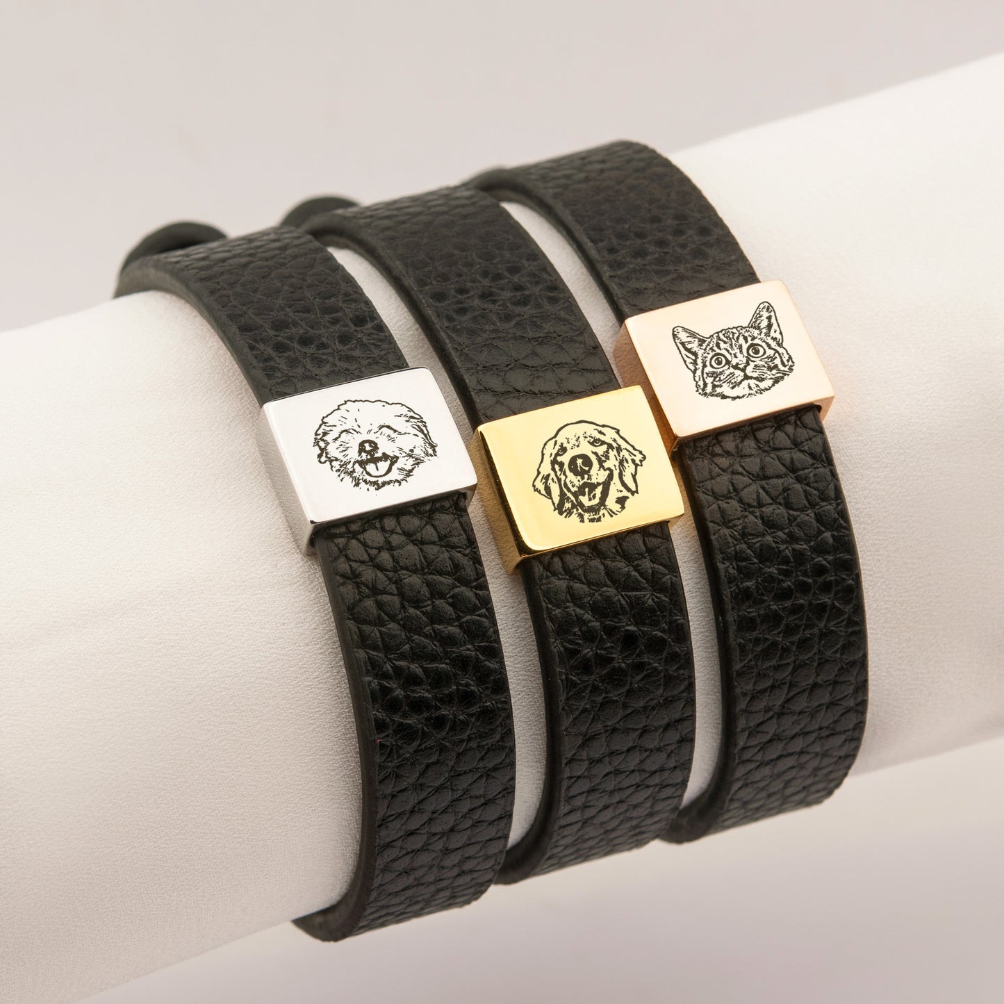 Personalized Pet Portrait Adjustable Leather Bracelet