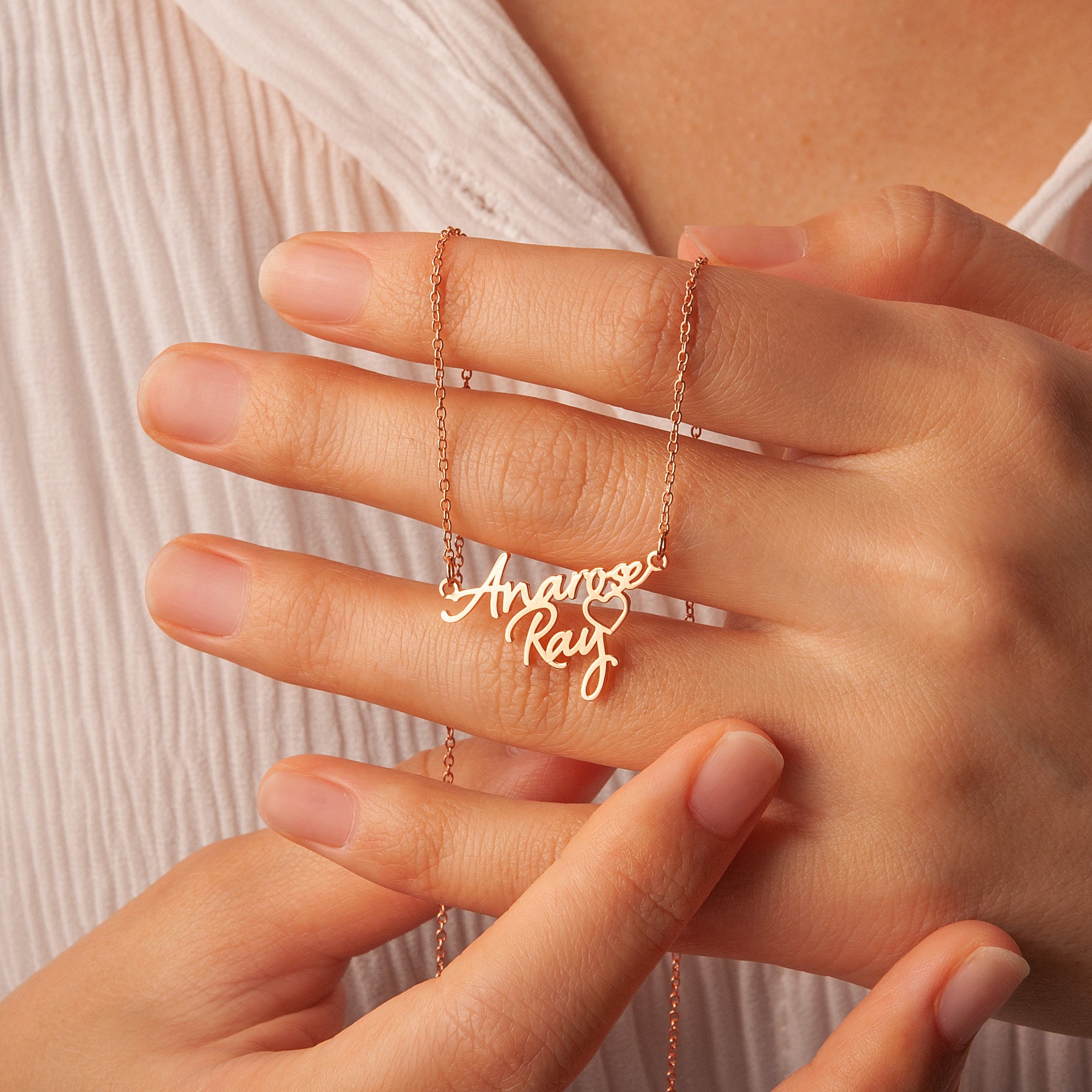 Couple's Name Necklace With Heart