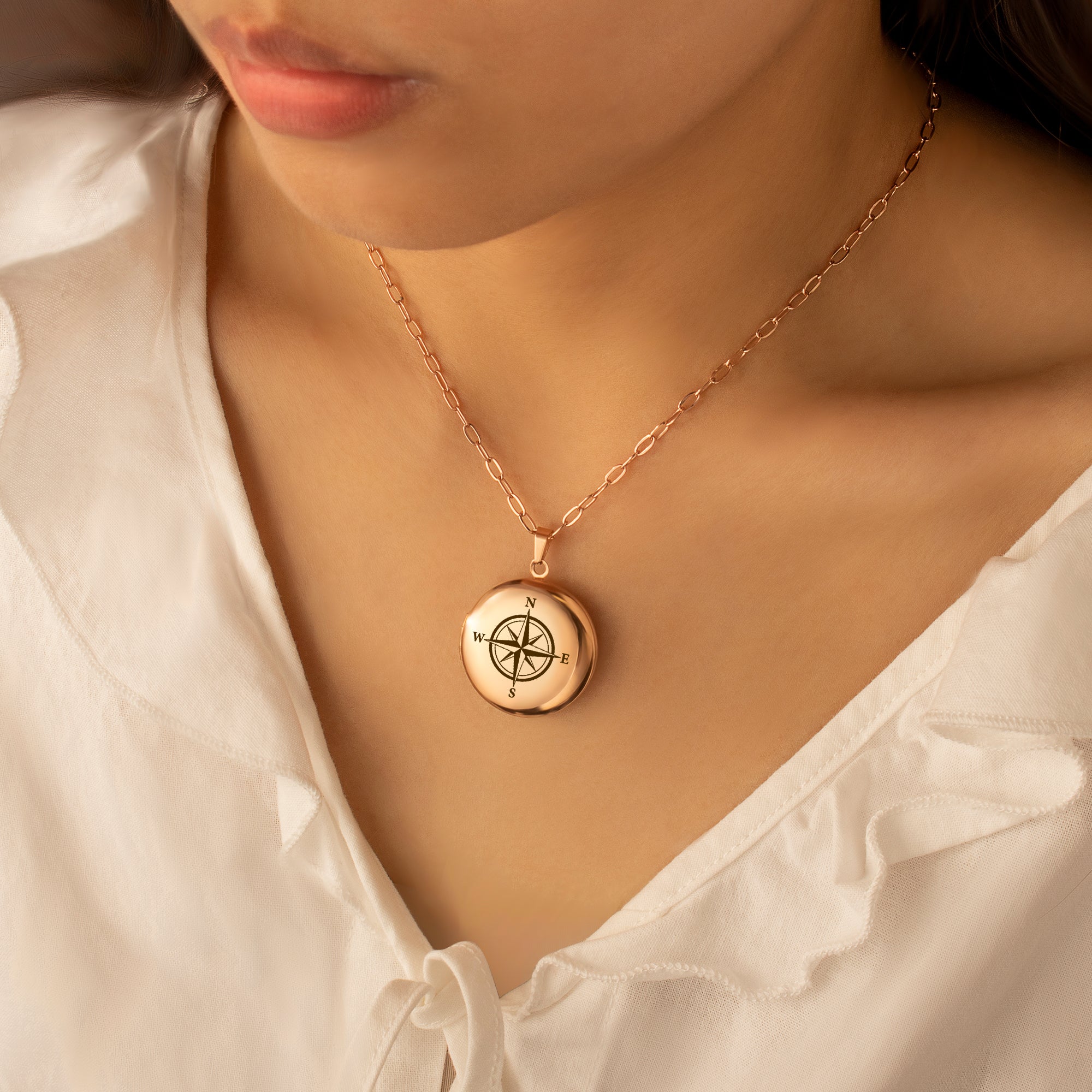 Round Logo Emblem Photo Locket Necklace