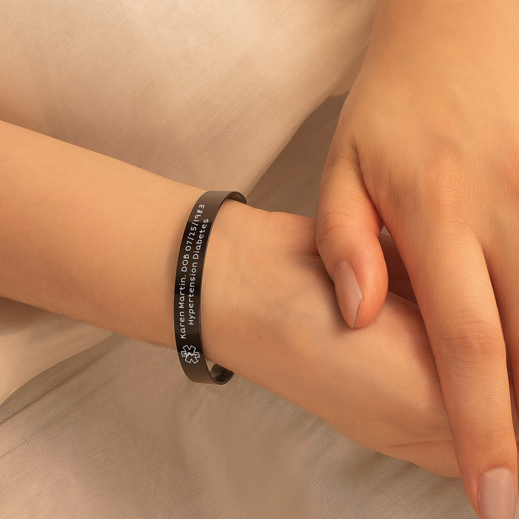 Medical Id Round Cuff Bangle