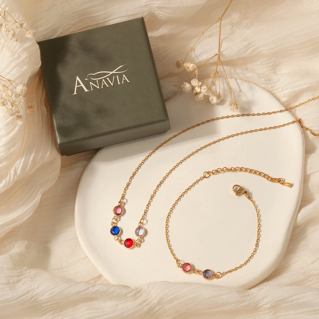 Birthstone Connecter Charm Bracelet