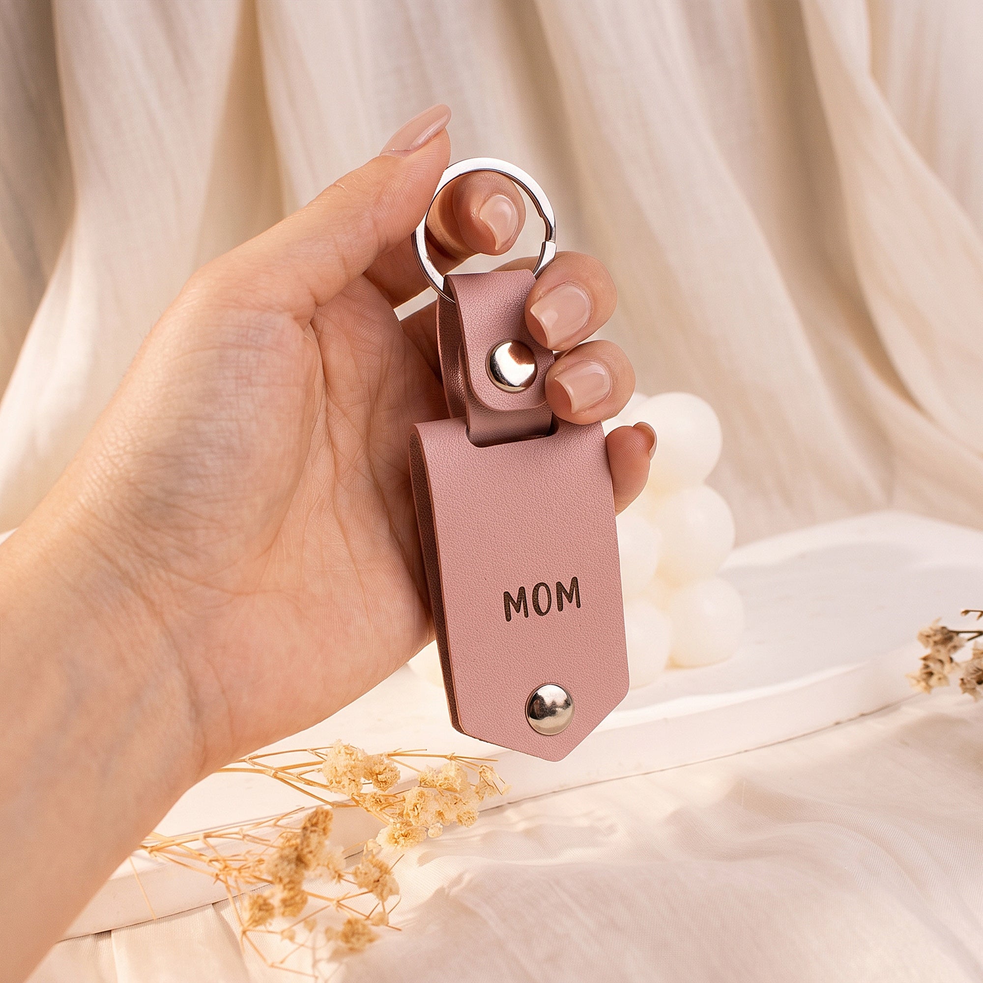 Personalized Men's Leather Photo Keychain