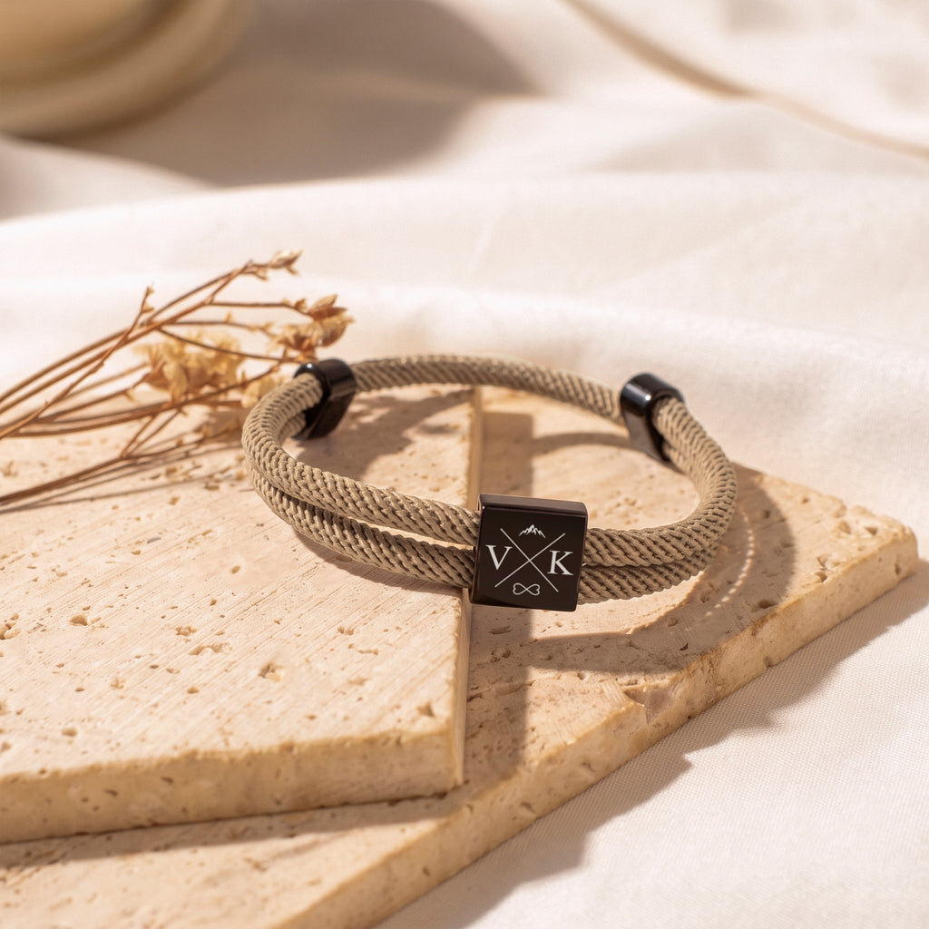 Custom Engraved Men's Adjustable Rope Bracelet