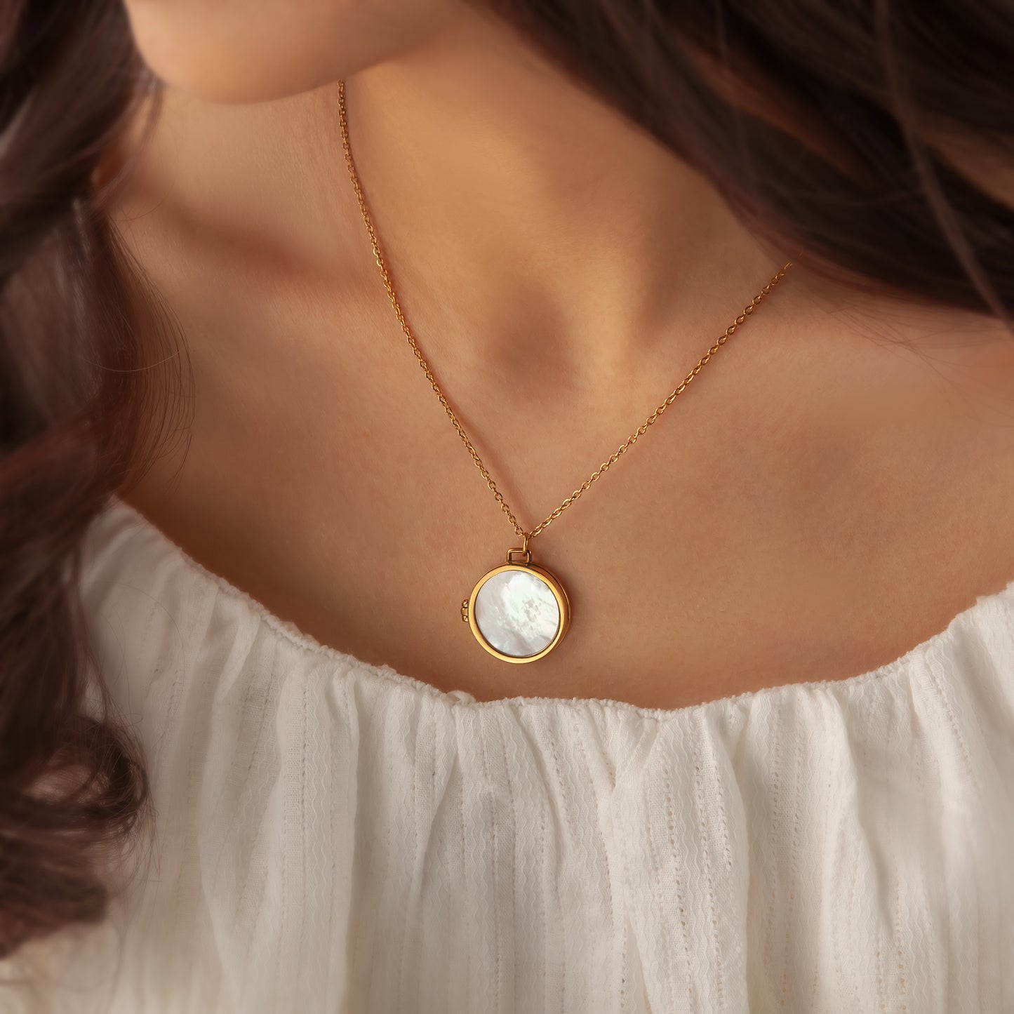 Pearl Photo Locket Necklace