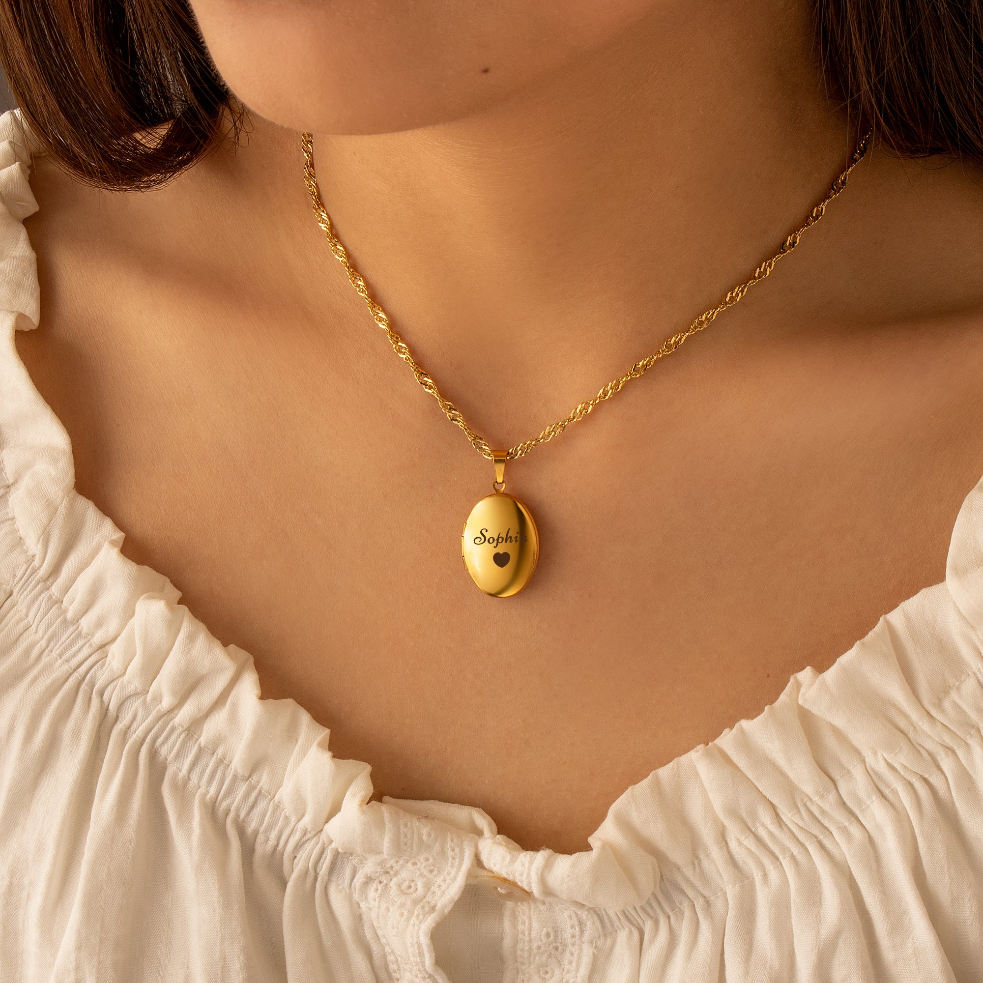 Oval Photo Locket Necklace
