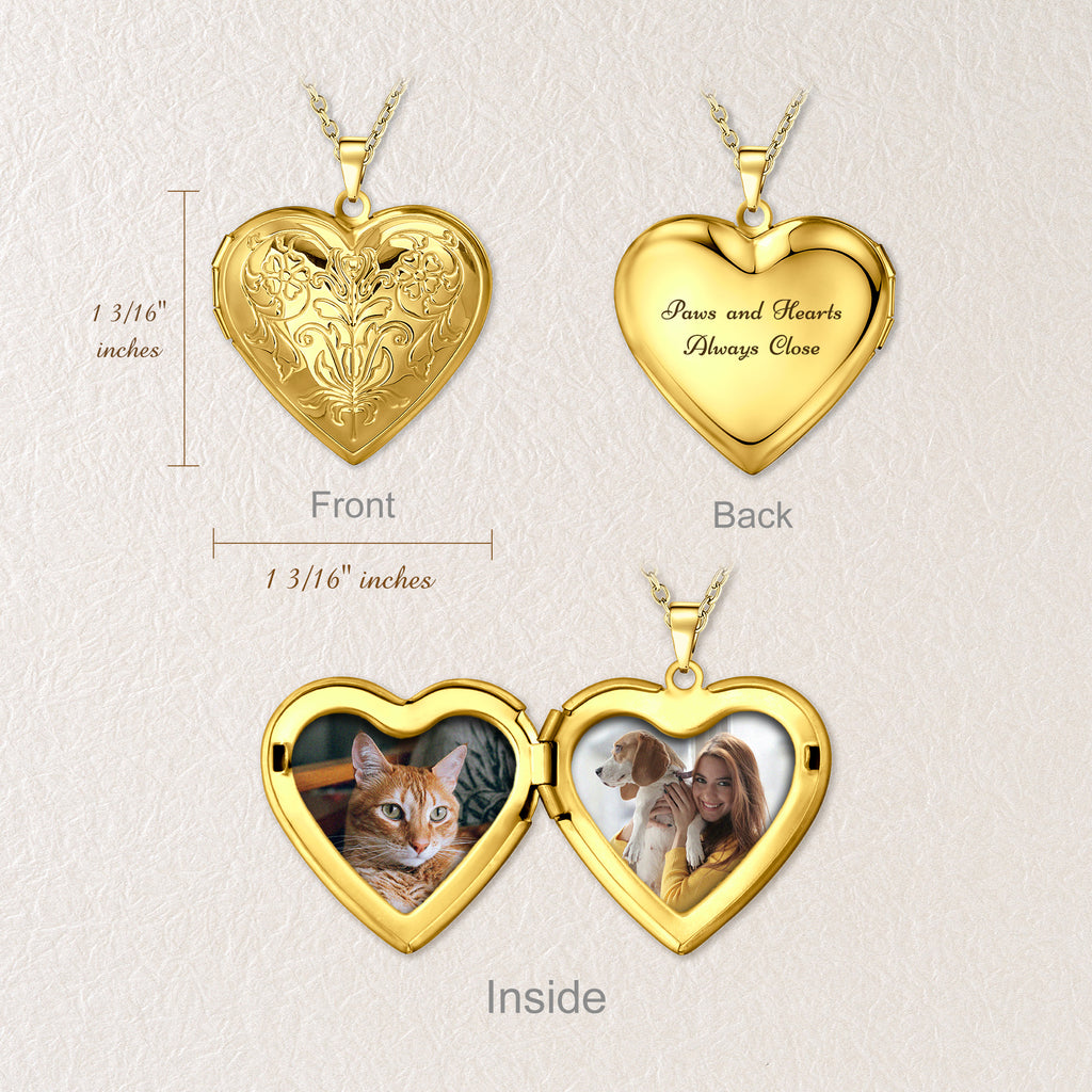 Symmetrical Floral Pet Memorial Photo Heart Locket