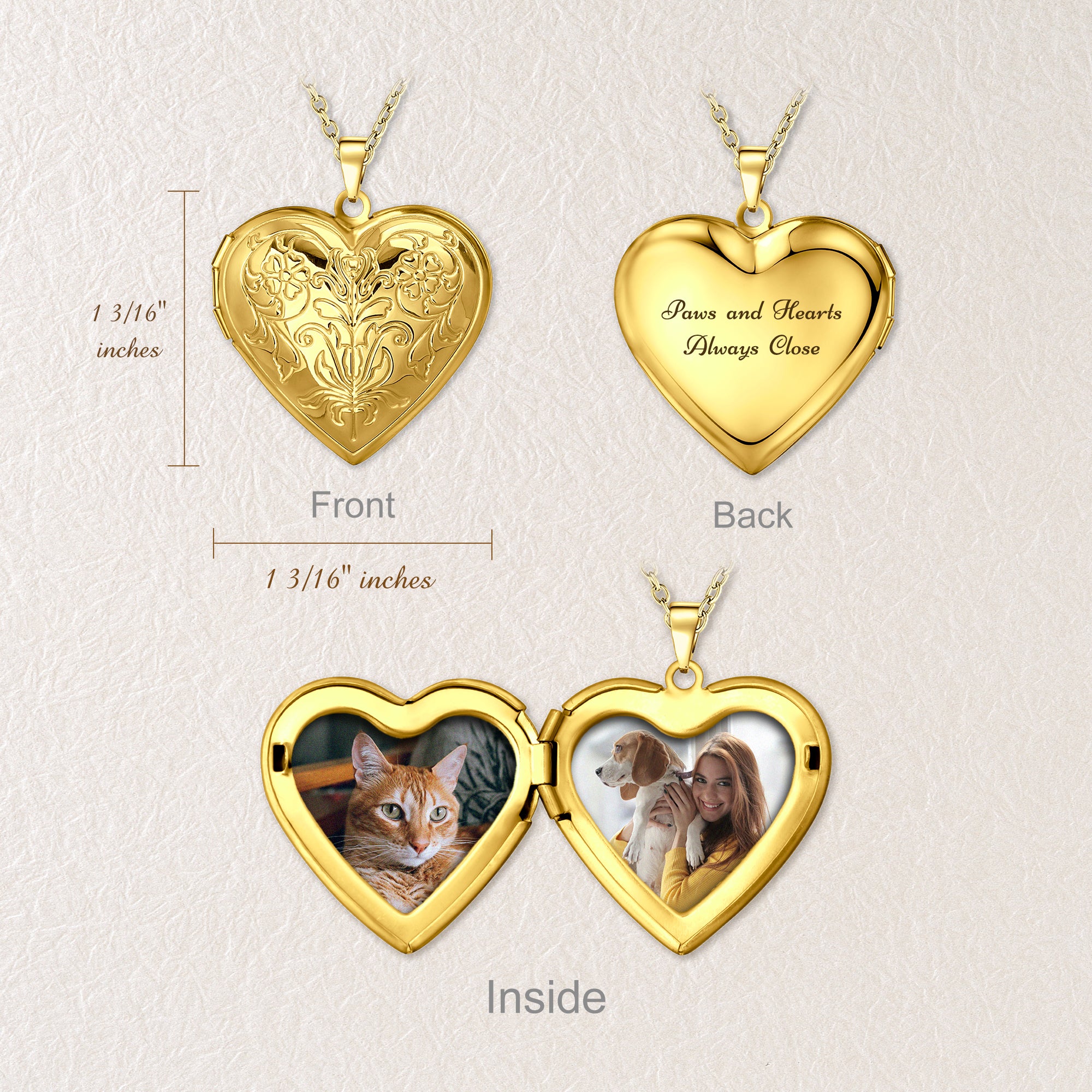 Symmetrical Floral Pet Memorial Photo Heart Locket