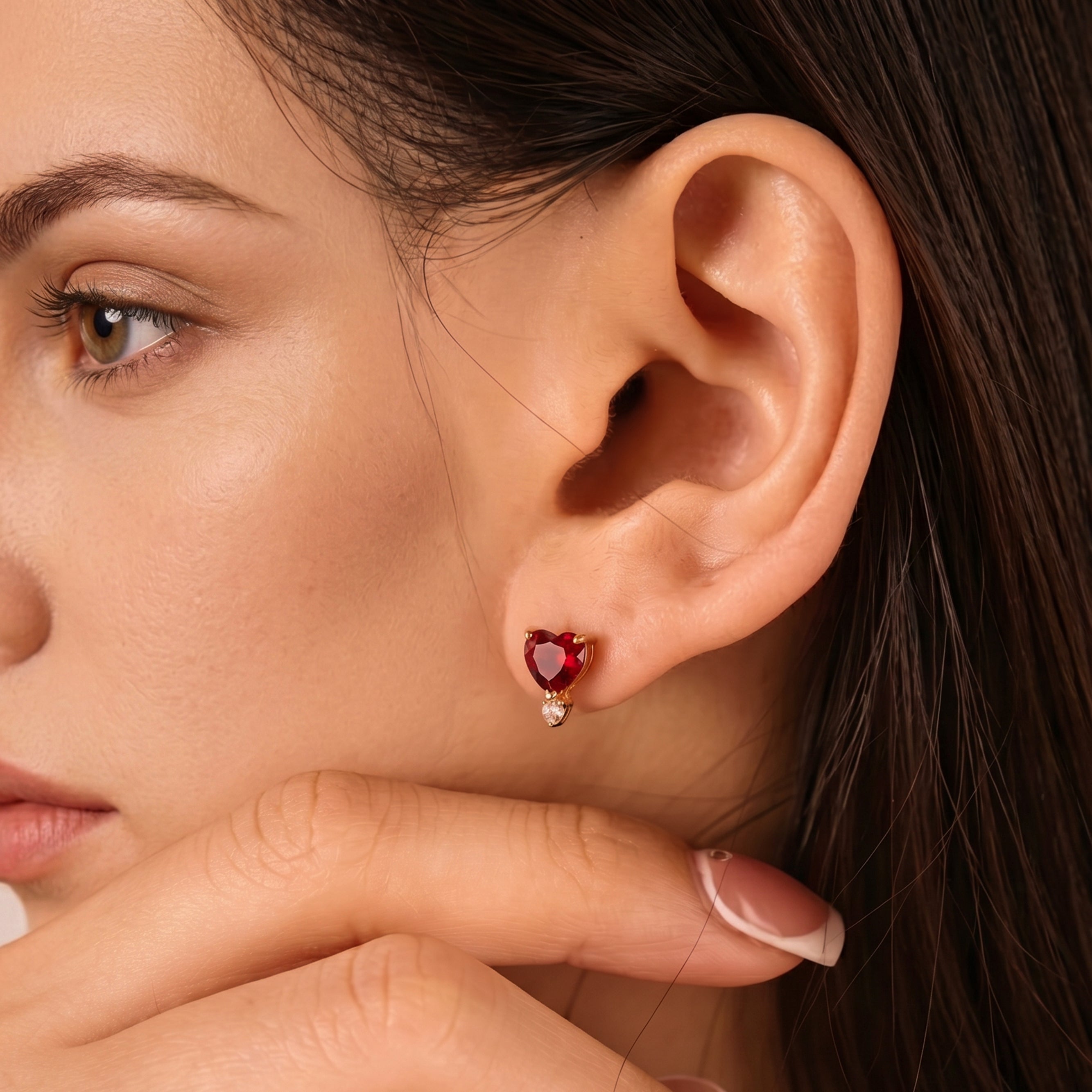 Birthstone Heart Earrings