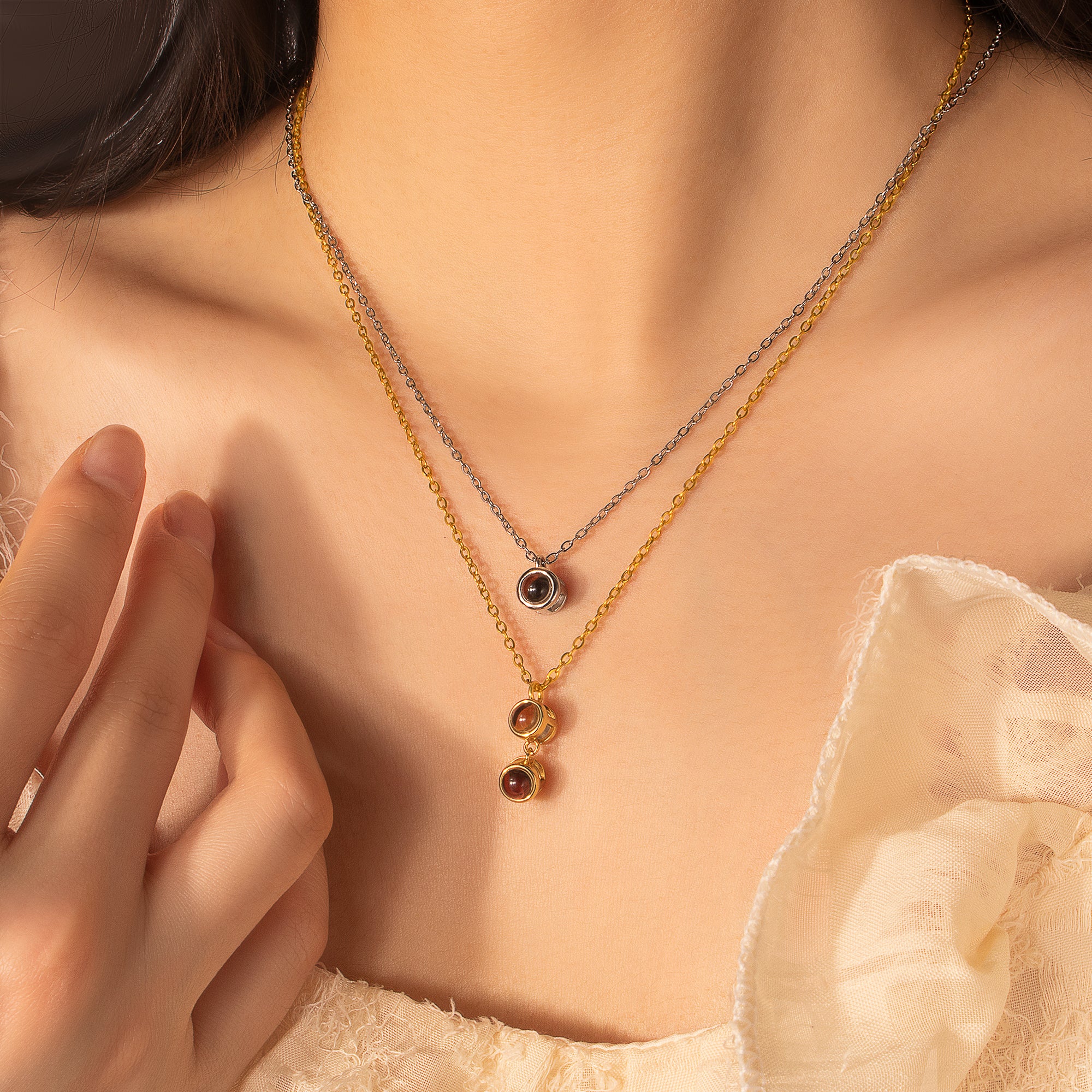 Round Multi-Photo Projection Pet Memorial Necklace