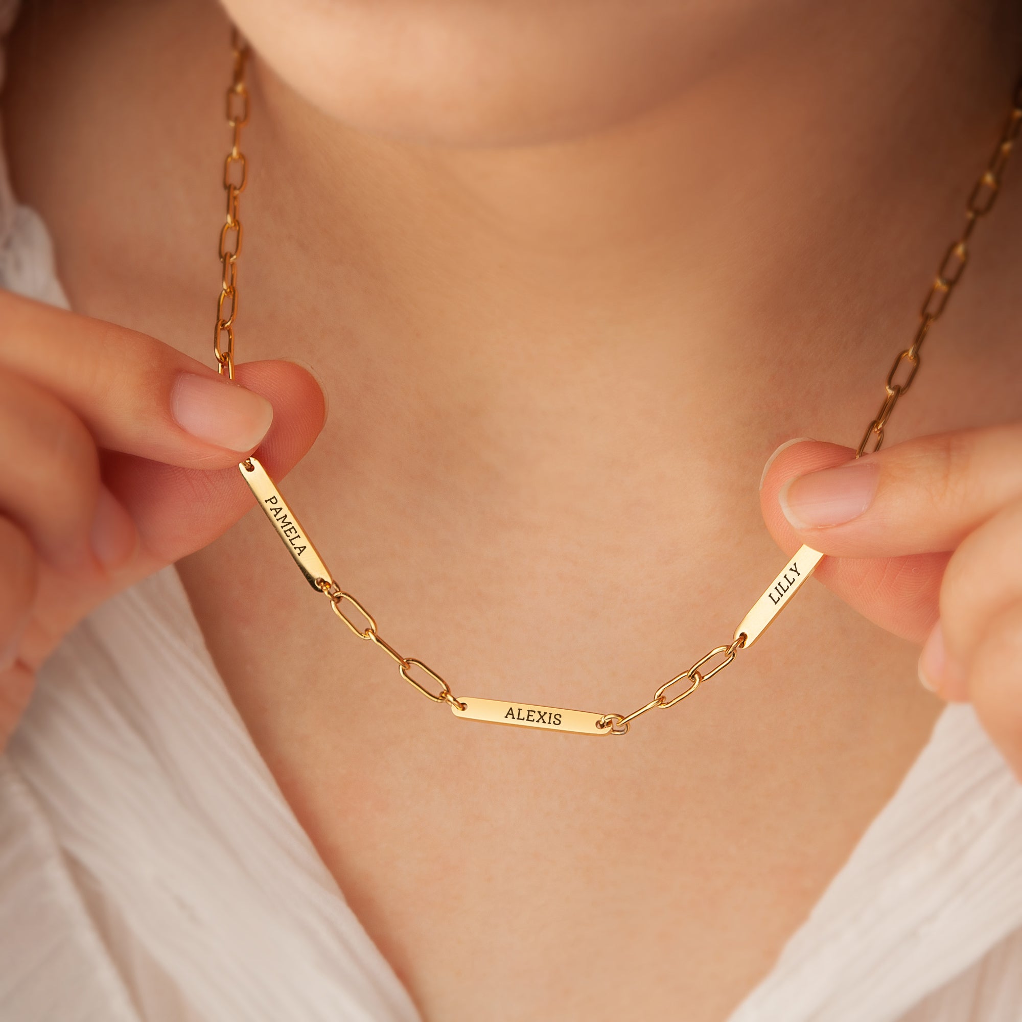 Custom Women's Paper Clip Stainless Steel Chain Necklace