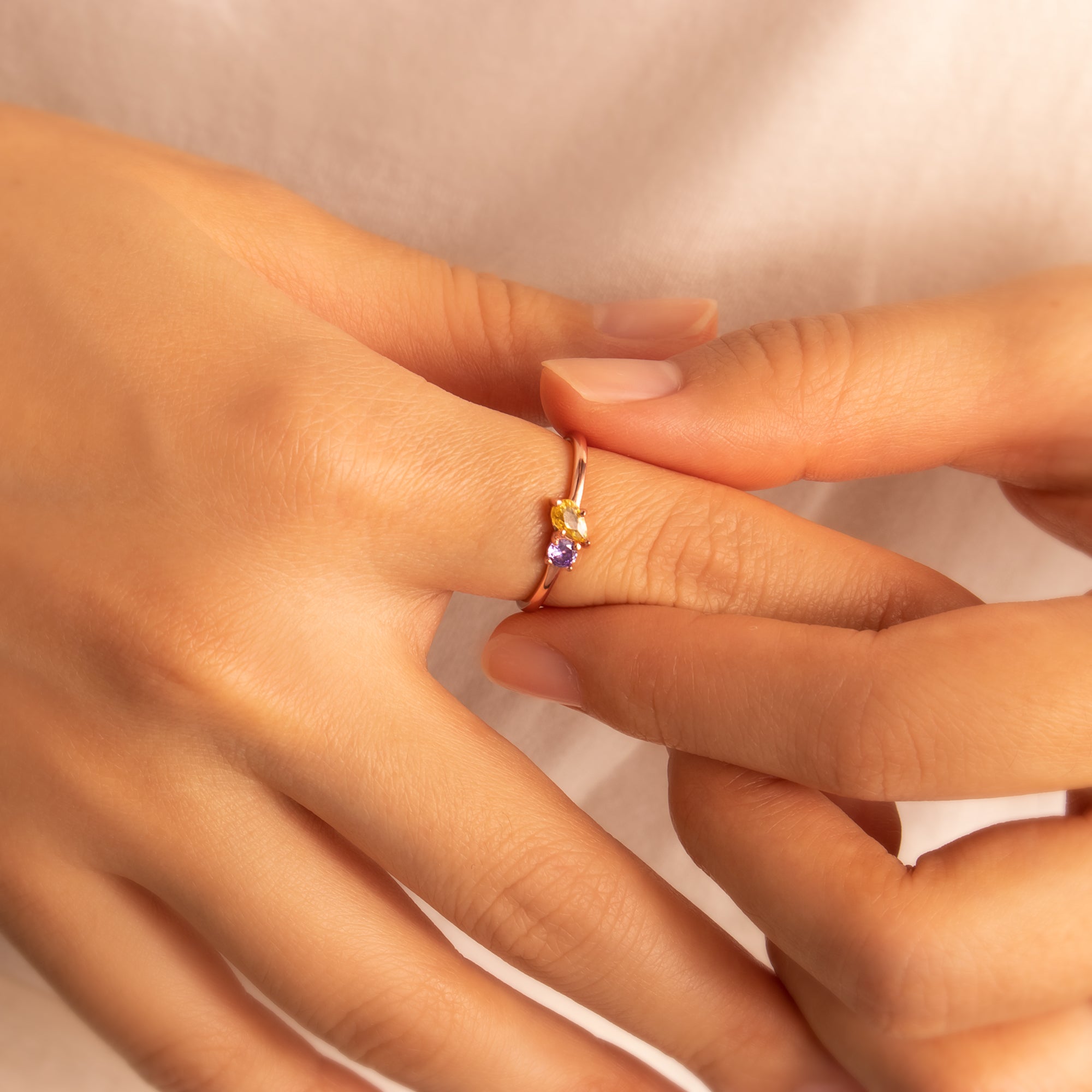 Round & Teardrop Shaped Birthstone Ring