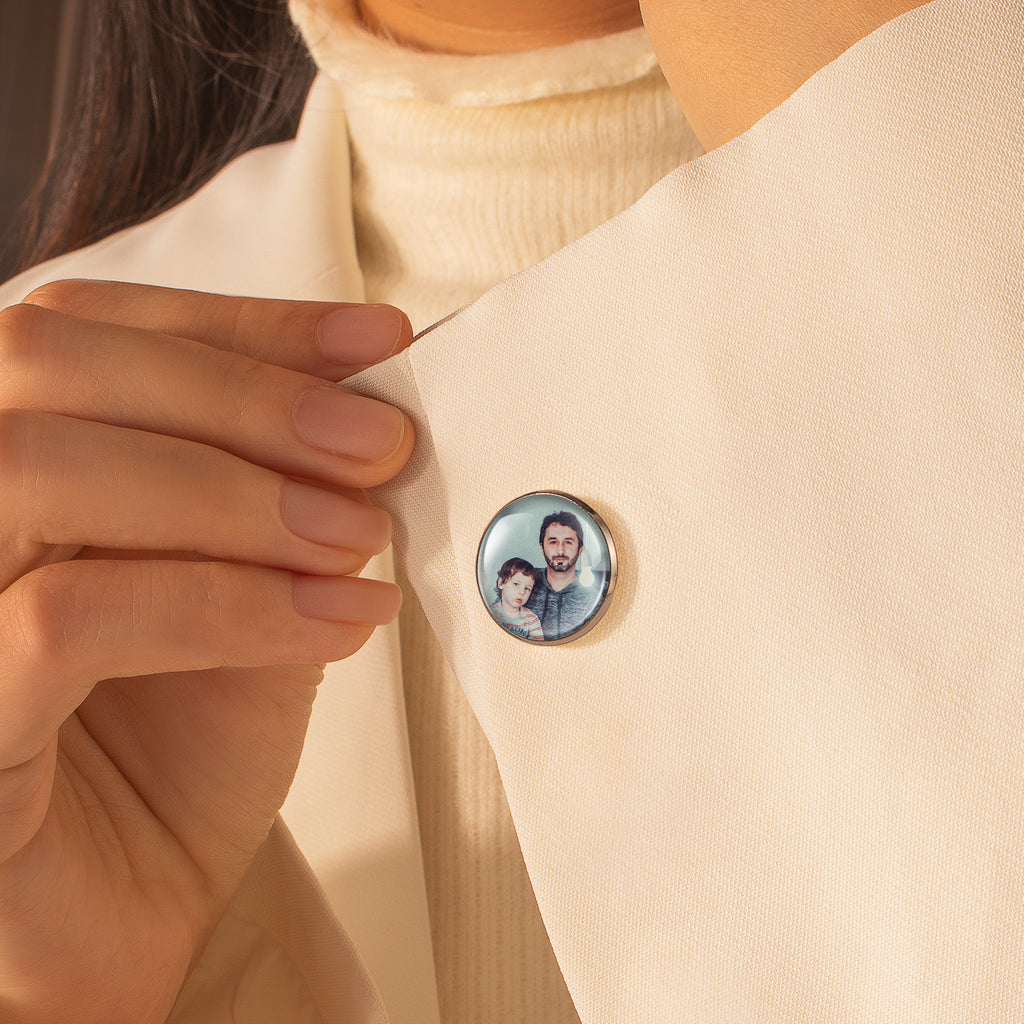 Round Photo Cufflinks with Glass Dome Cab