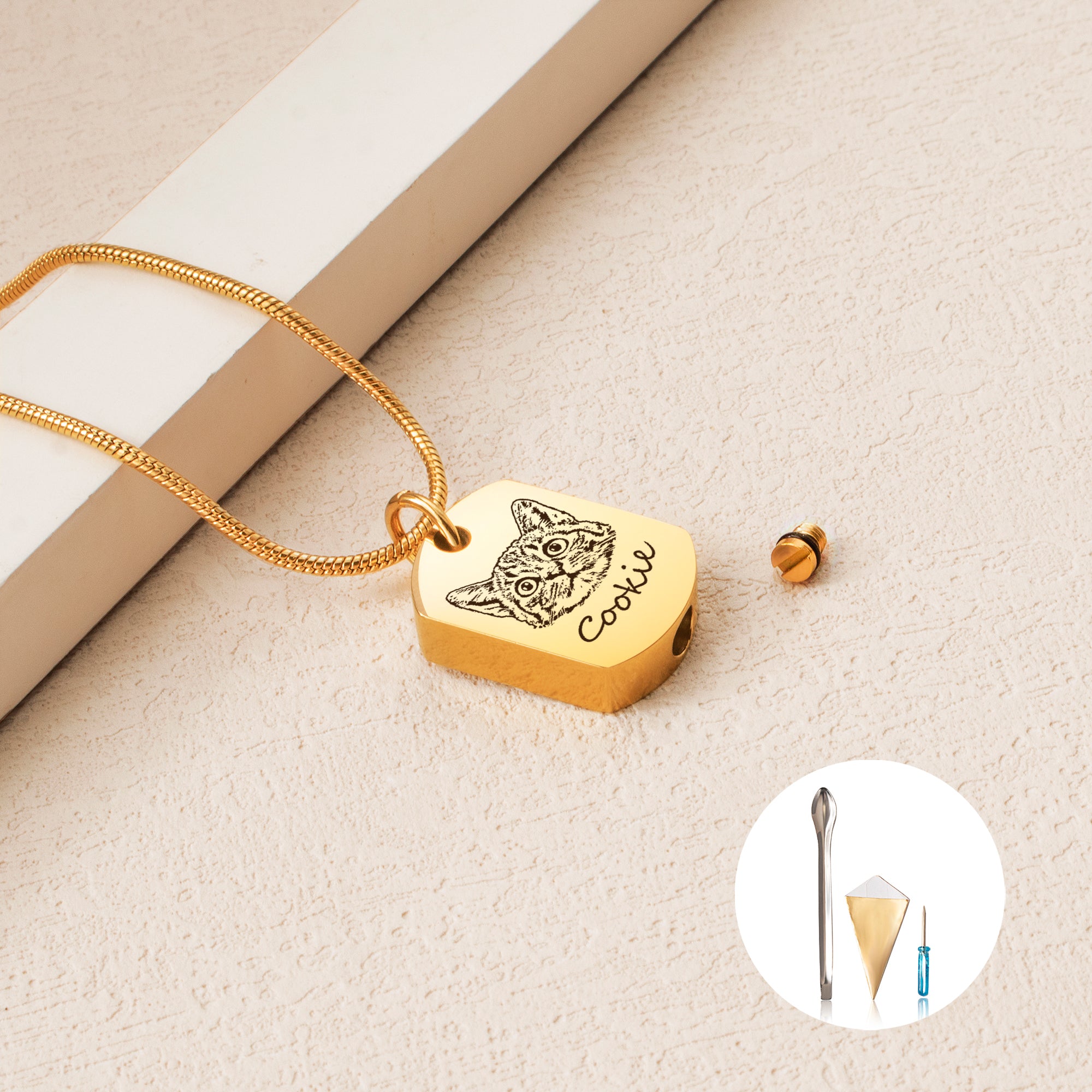Pet Portrait Memorial Dog Tag Necklace