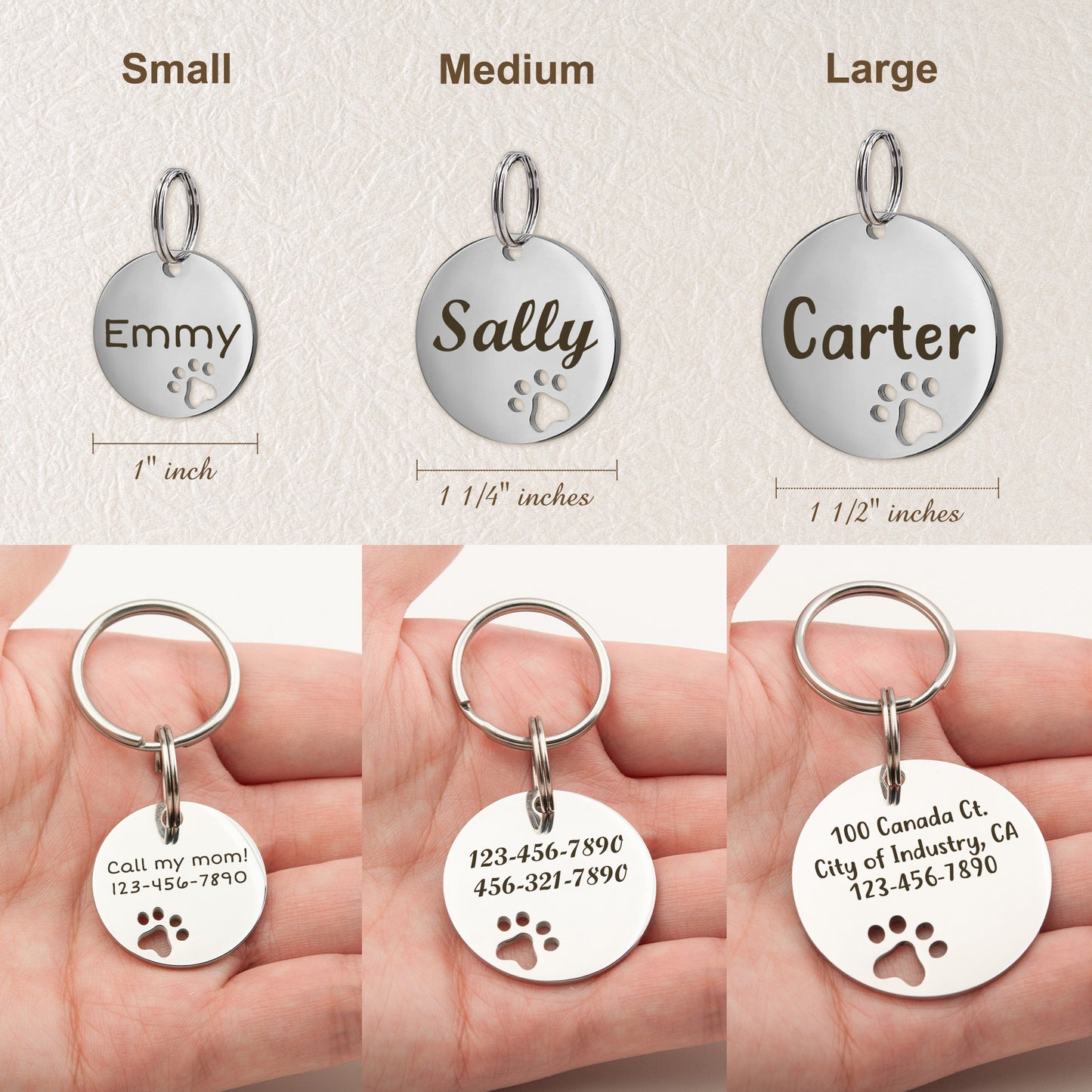 Round Shaped Paw Print Cut-Out Pet ID Dog Tag