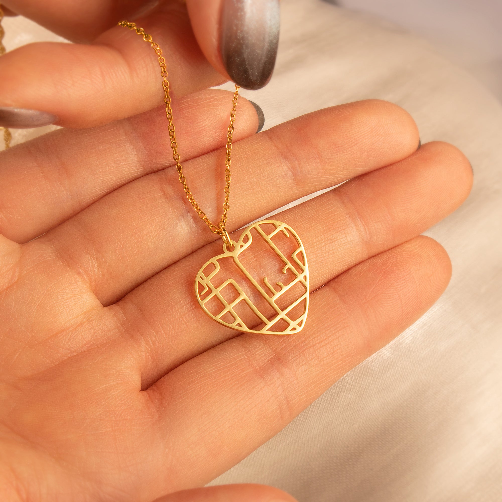 Heart Location Map Necklace