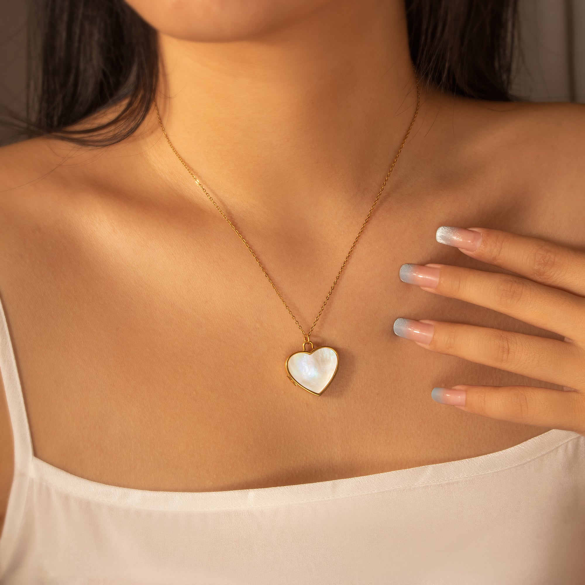 Pearl Heart Pet Memorial Photo Locket Necklace