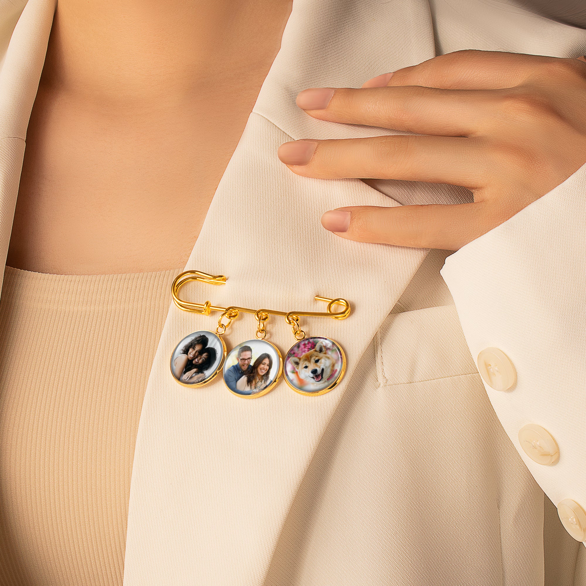 Memorial Photo Brooch Lapel Pin