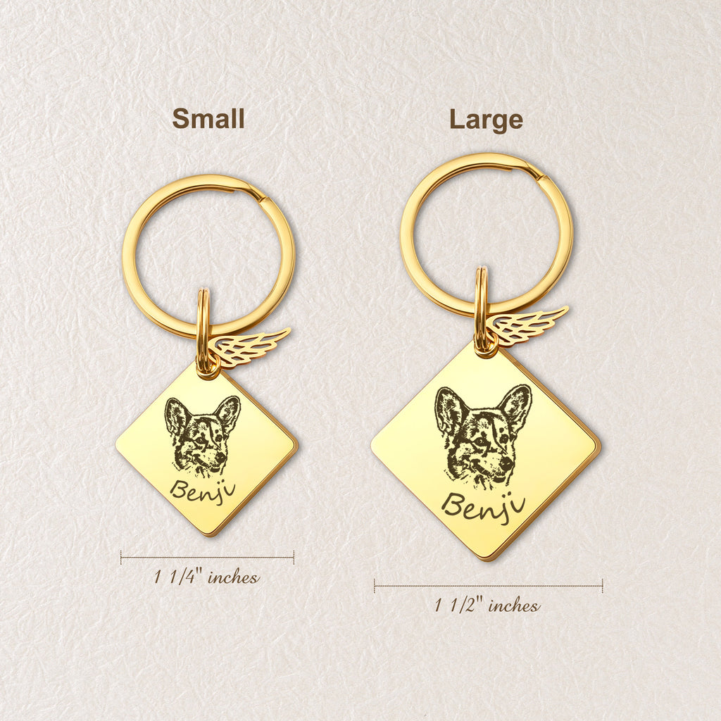 Diamond Pet Portrait Pet ID Key Chain