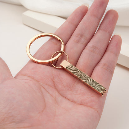 Personalized Fingerprint 4-Sided Bar Memorial Ashes Holder Key Chain