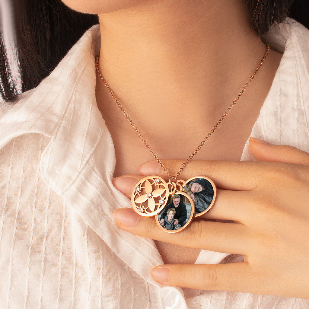 Four Leaf Memorial Photo Necklace