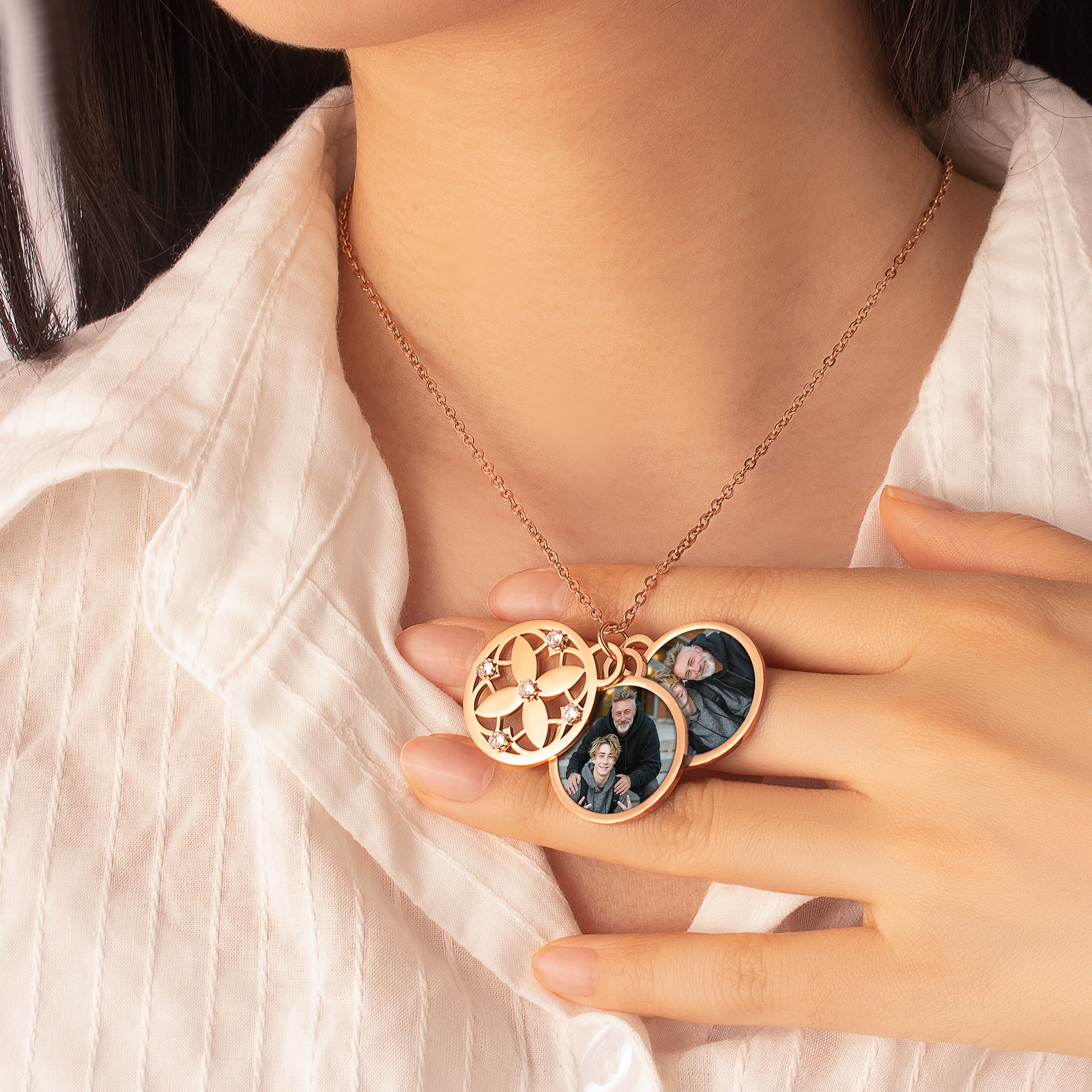 Four Leaf Memorial Photo Necklace