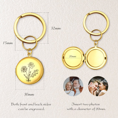 Custom Build Your Own Bouquet Photo Locket Key Chain