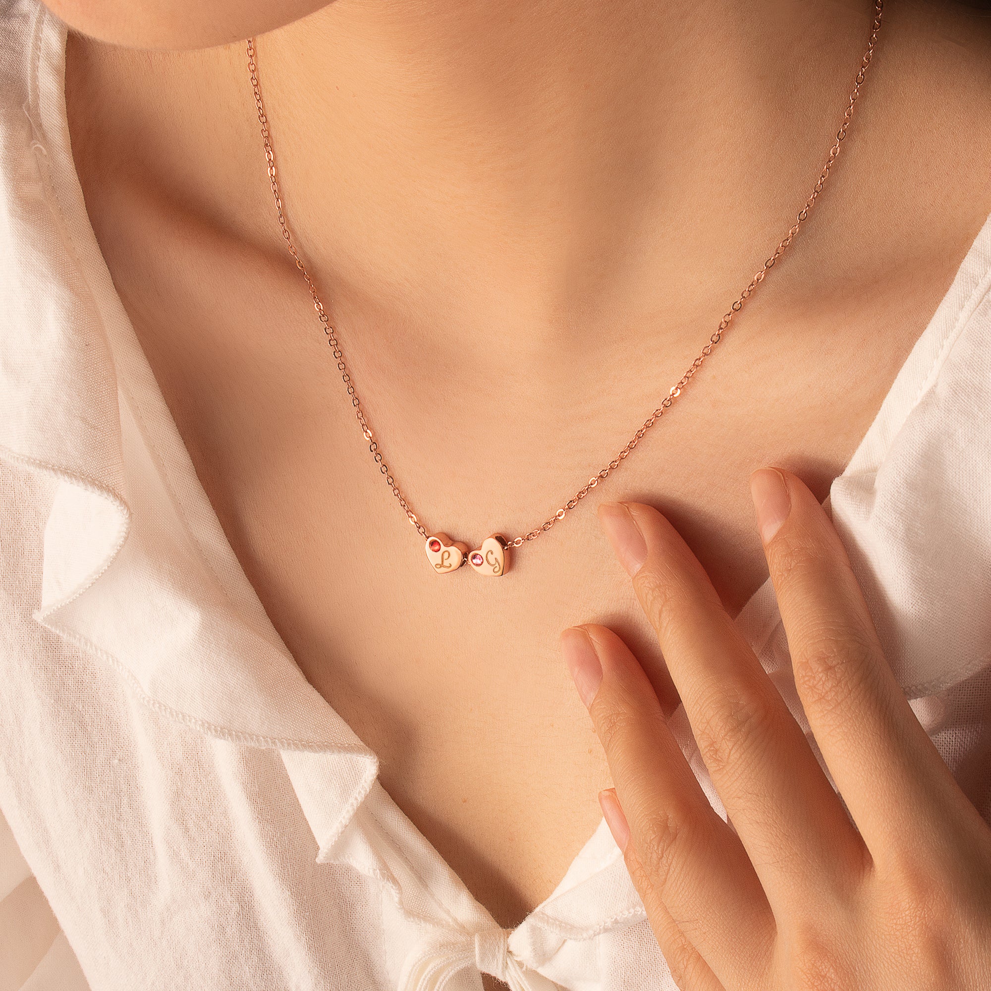 Personalized Tiny Heart Charm Necklace
