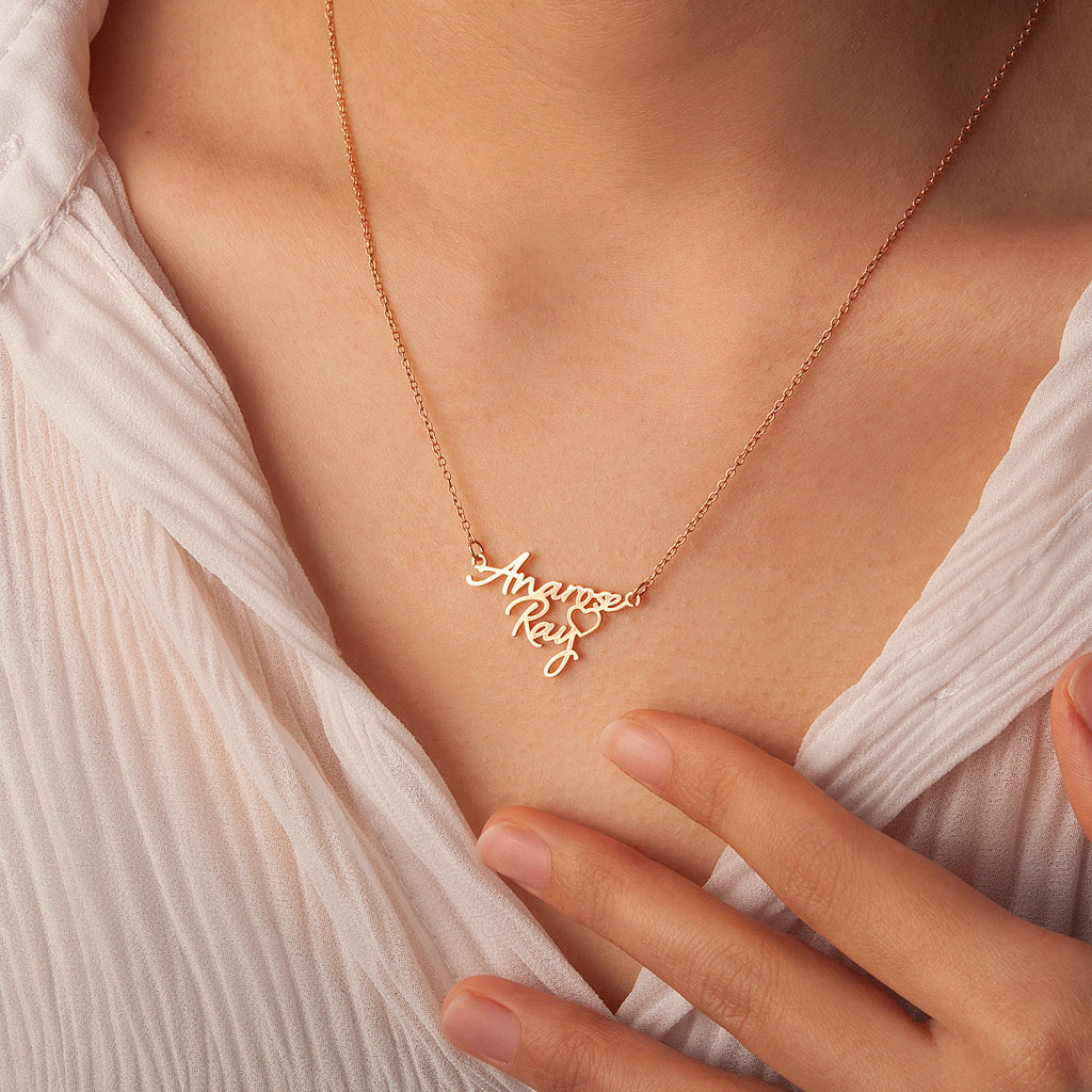 Couple's Name Necklace With Heart