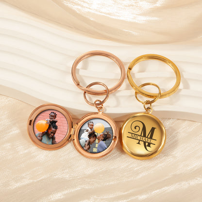 Custom Name Photo Locket Key Chain