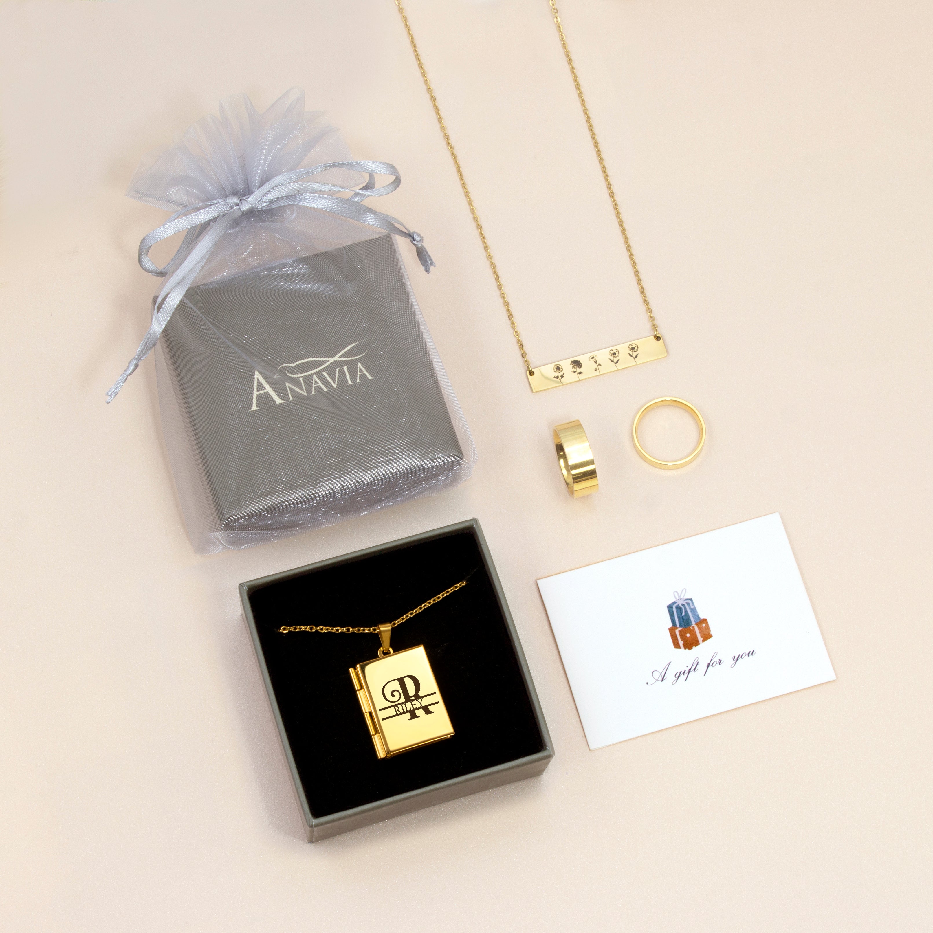 Square Name Photo Locket Necklace